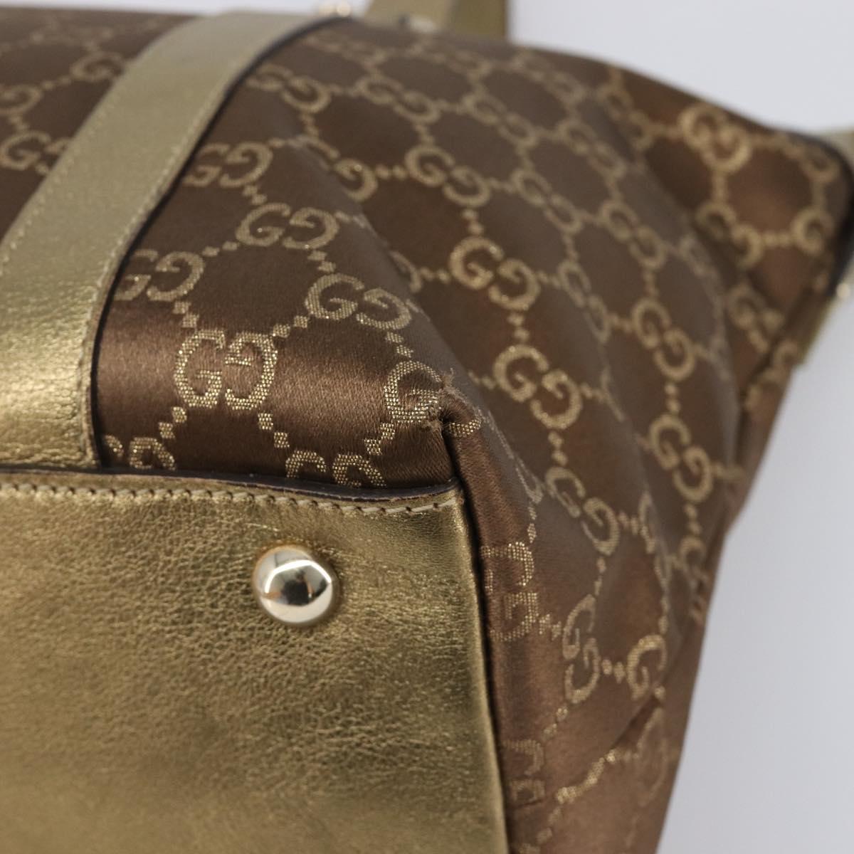 GUCCI GG Canvas Hand Bag Beige Gold 141470 Auth mr2913