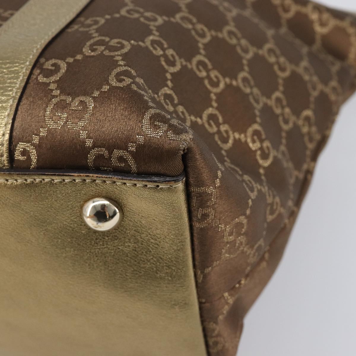 GUCCI GG Canvas Hand Bag Beige Gold 141470 Auth mr2913