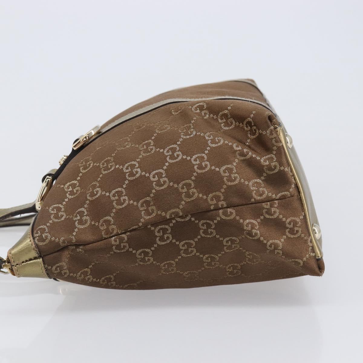 GUCCI GG Canvas Hand Bag Beige Gold 141470 Auth mr2913