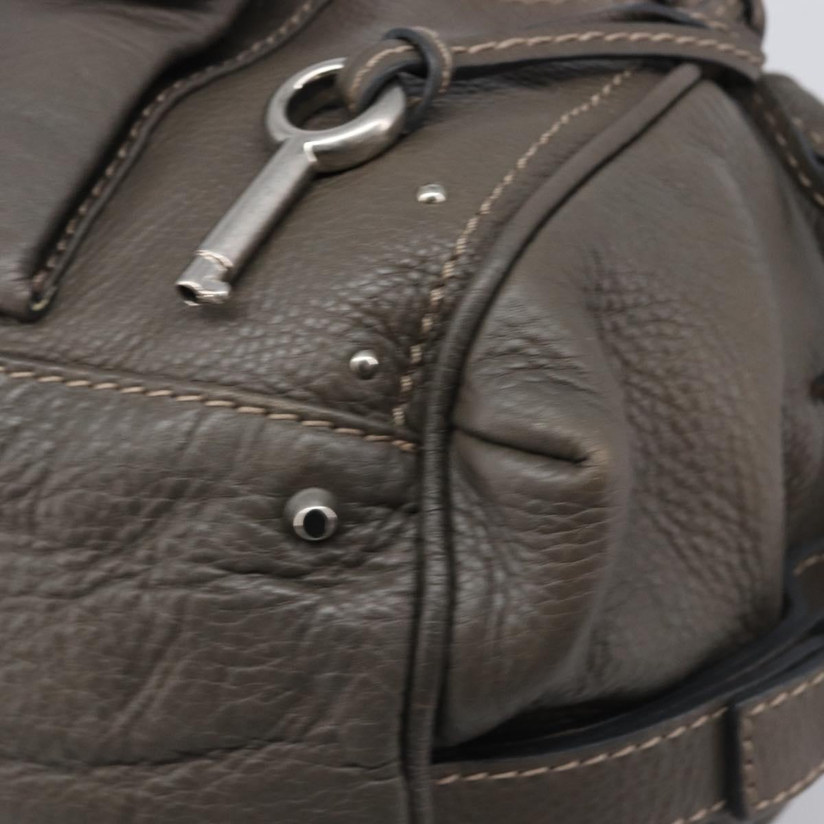 Chloe Paddington Hand Bag Leather Gray Silver Auth mr2914A