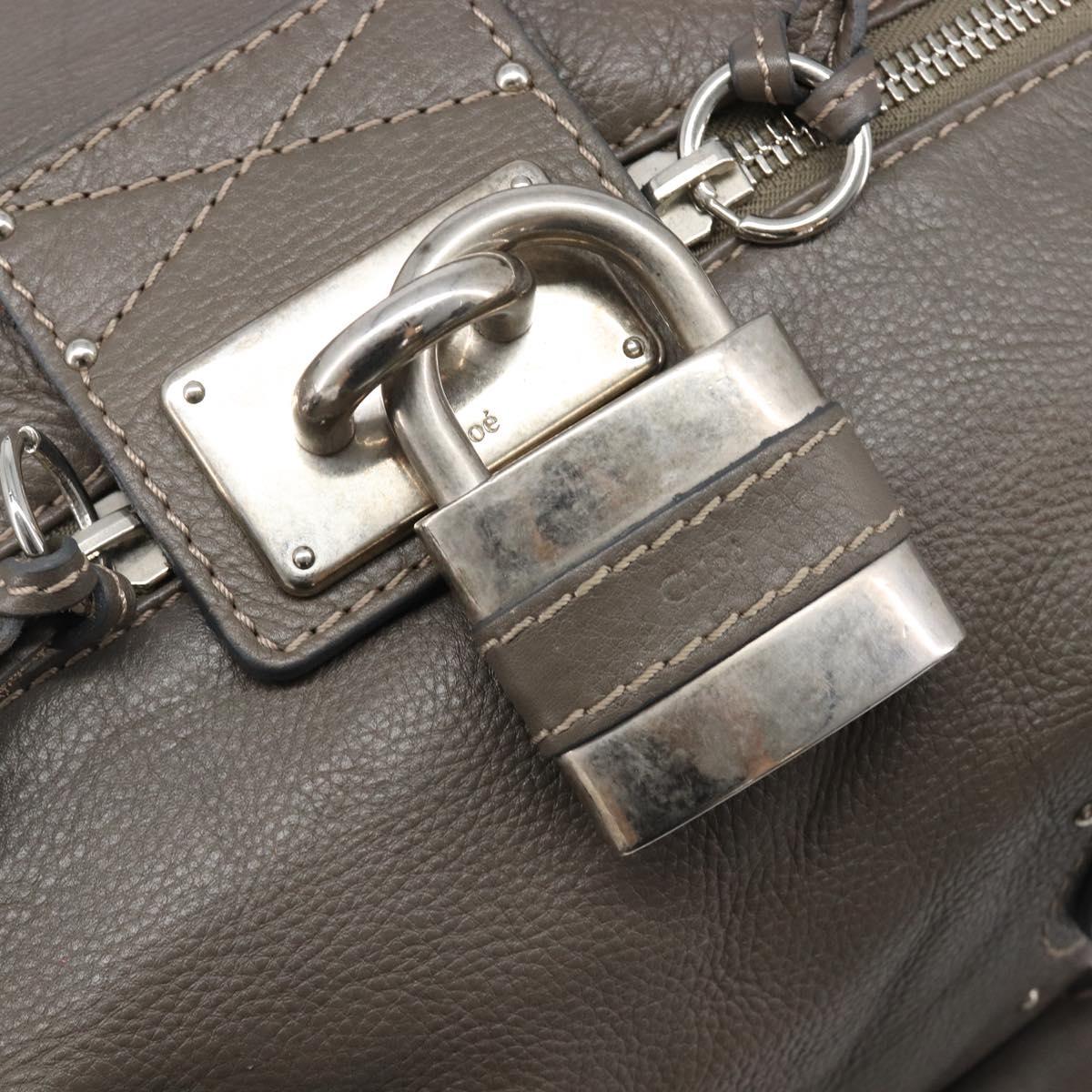 Chloe Paddington Hand Bag Leather Gray Silver Auth mr2914A