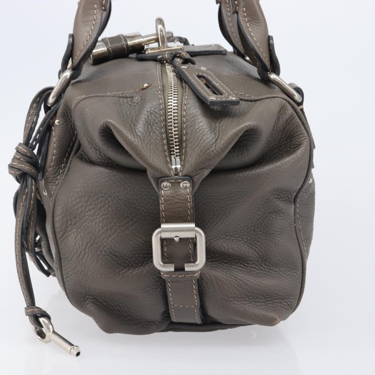 Chloe Paddington Hand Bag Leather Gray Silver Auth mr2914A