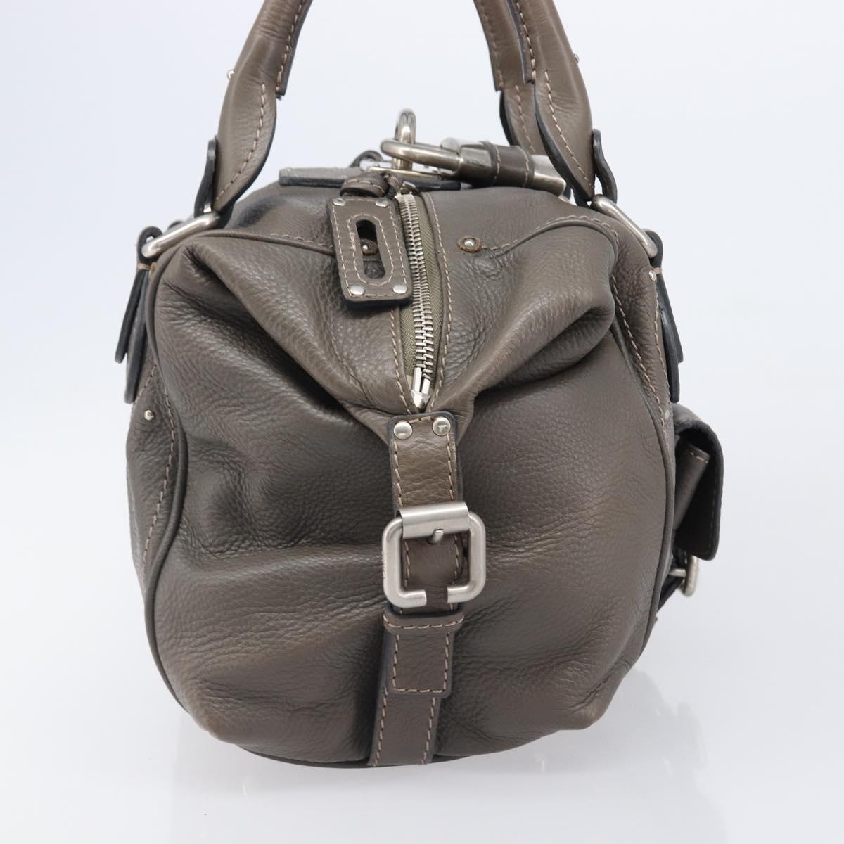 Chloe Paddington Hand Bag Leather Gray Silver Auth mr2914A