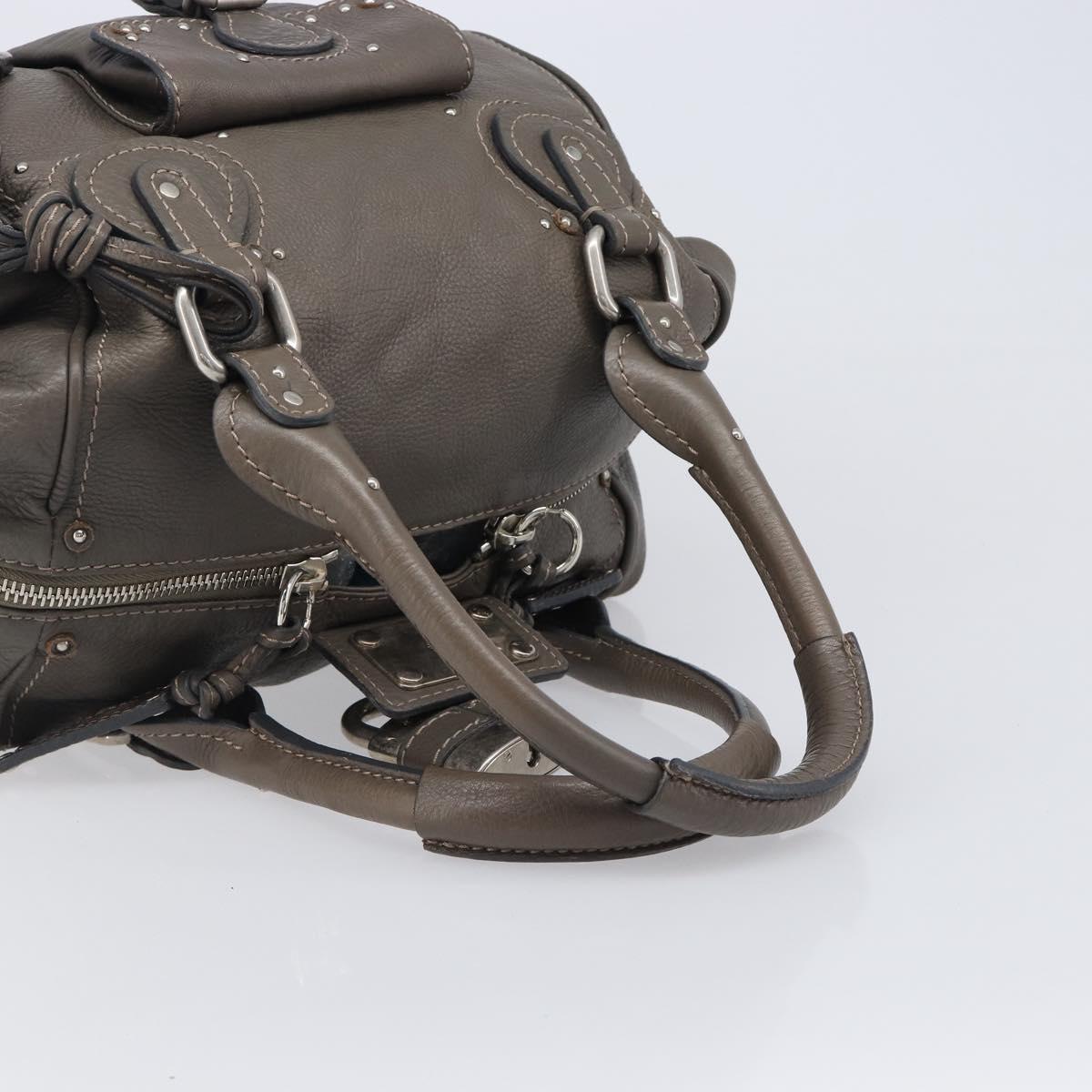 Chloe Paddington Hand Bag Leather Gray Silver Auth mr2914A