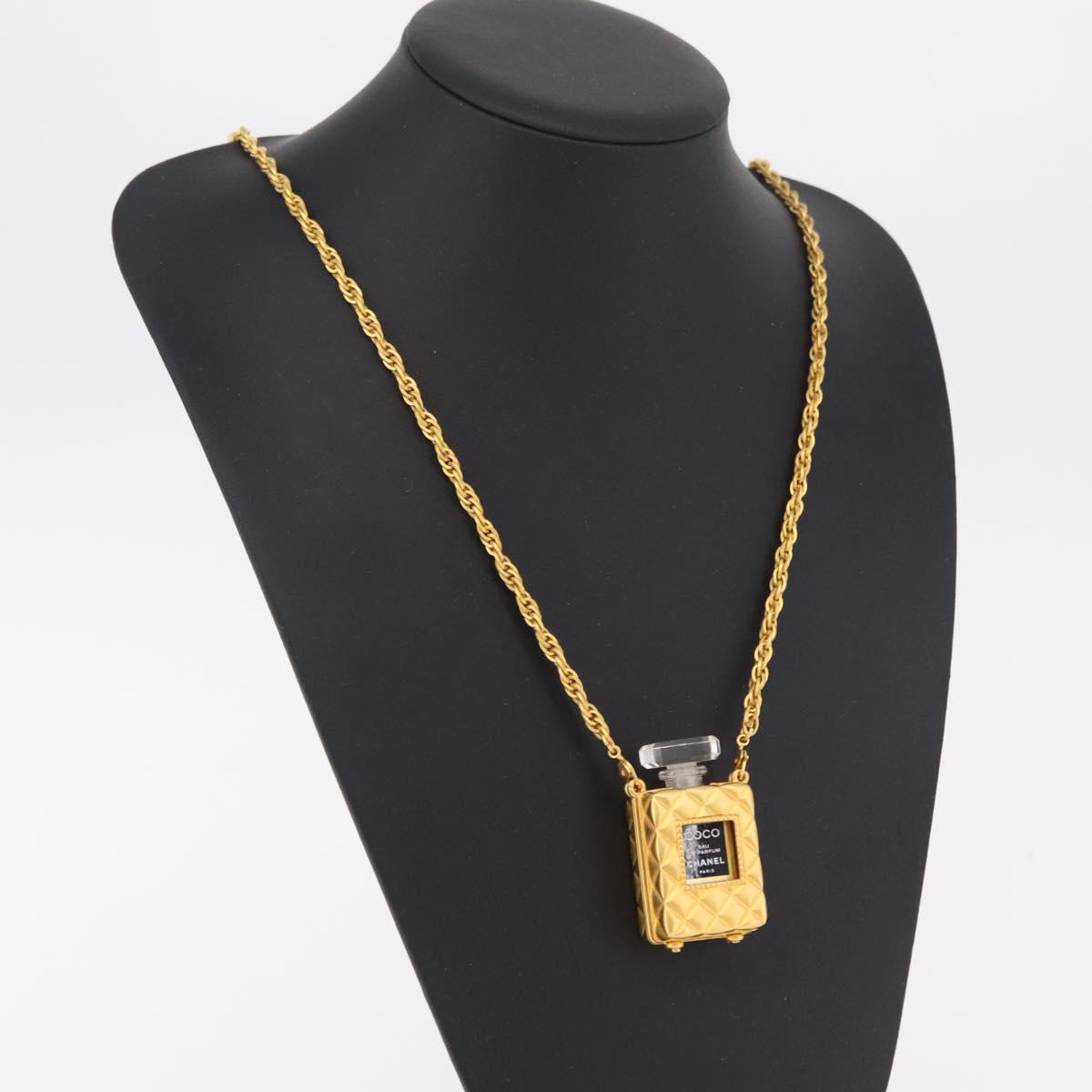 CHANEL Necklace Metal Gold Tone CC Auth mr2922