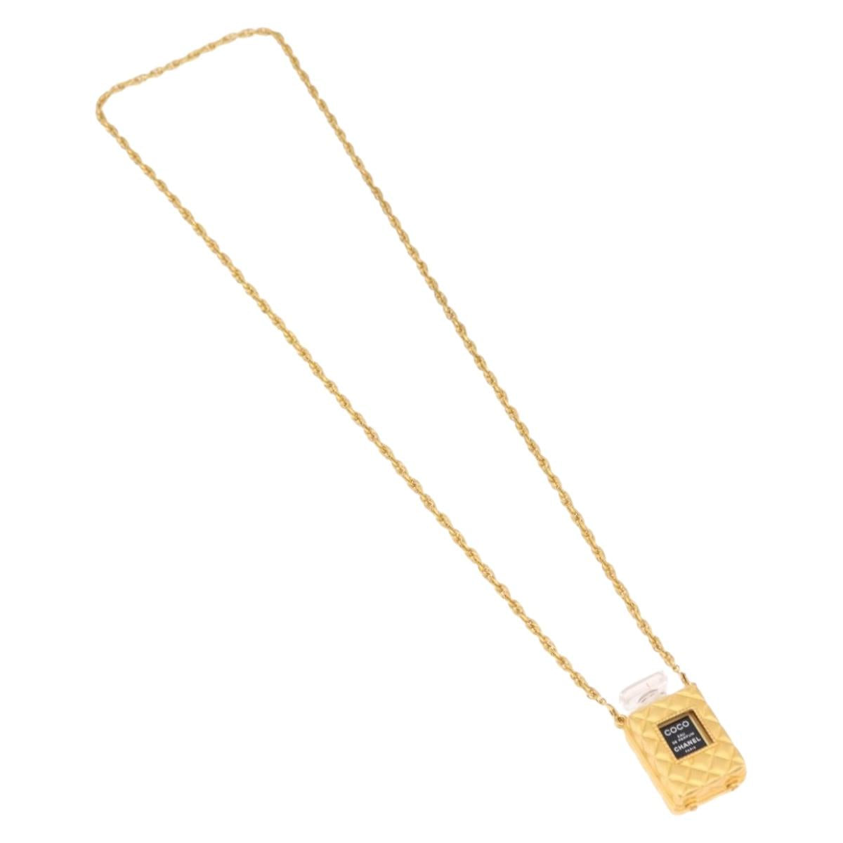 CHANEL Necklace Metal Gold Tone CC Auth mr2922