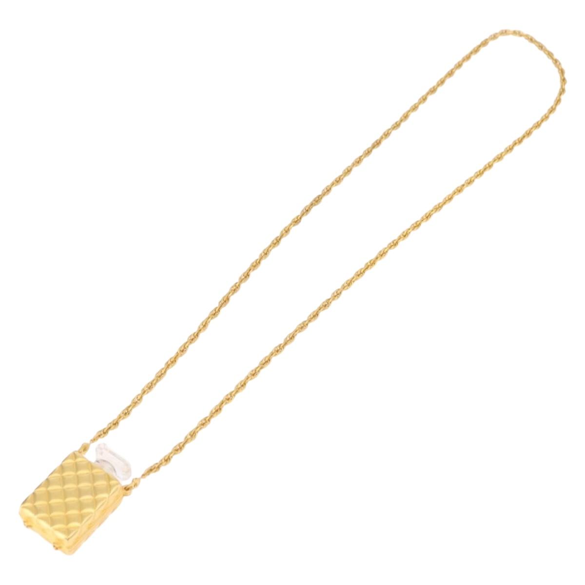 CHANEL Necklace Metal Gold Tone CC Auth mr2922