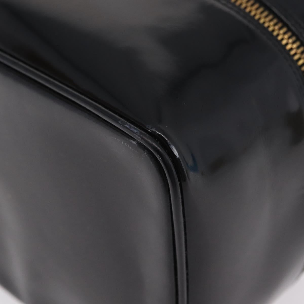 GUCCI Bamboo Vanity bag Cosmetic Pouch Patent Black 032 200159 0150 Auth mr2924