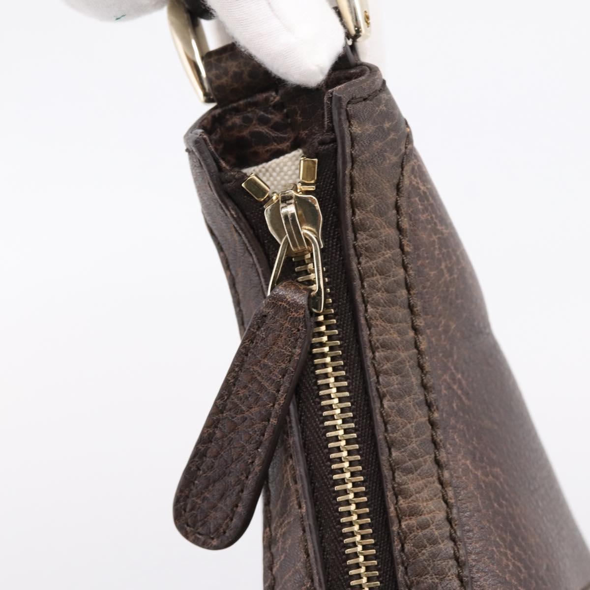 GUCCI Diamante Horsebit Shoulder Bag Canvas Beige Gold Tone Auth mr2925V
