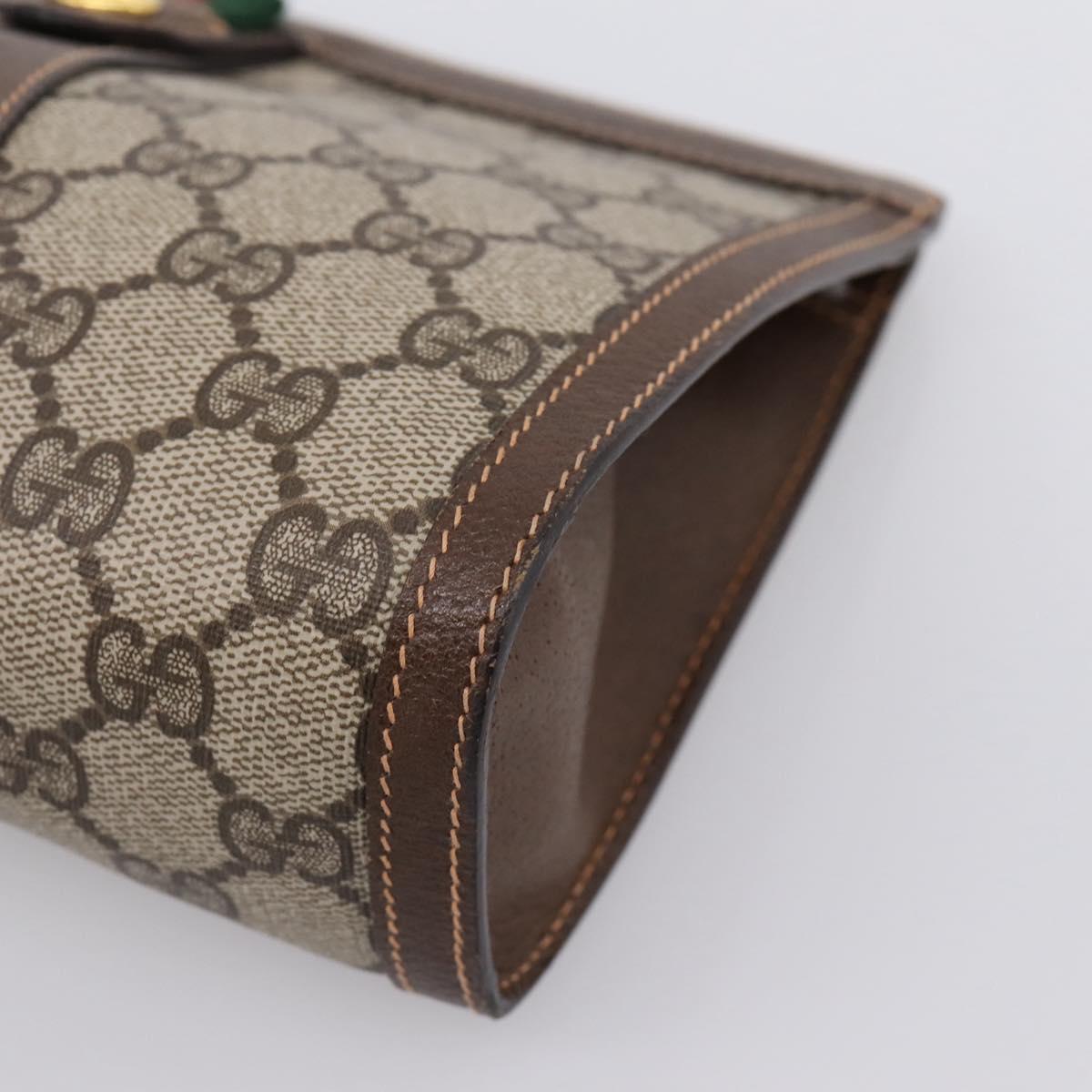 GUCCI GG Supreme Web Sherry Line Clutch Bag PVC Beige Gold 89 01 032 Auth mr2926