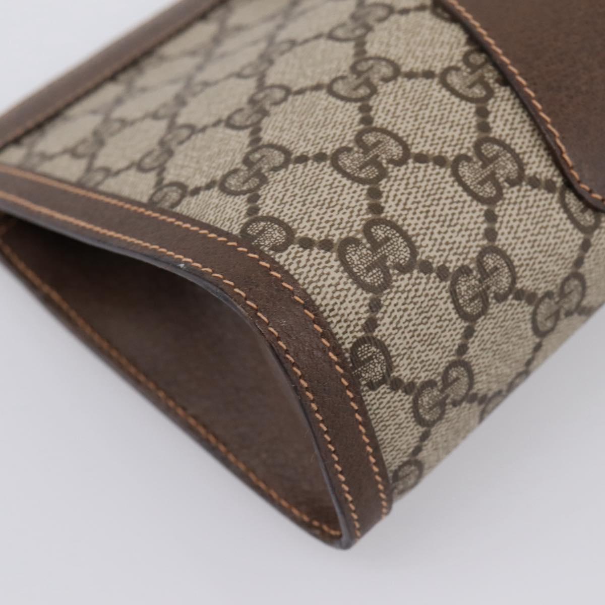 GUCCI GG Supreme Web Sherry Line Clutch Bag PVC Beige Gold 89 01 032 Auth mr2926