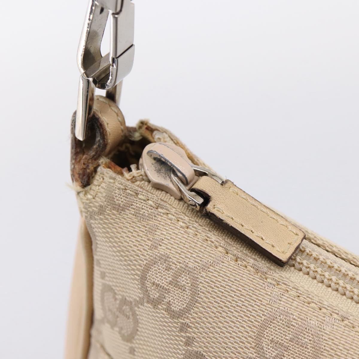 GUCCI GG Canvas Bamboo Hand Bag Beige Silver 001 3870 Auth mr2927A