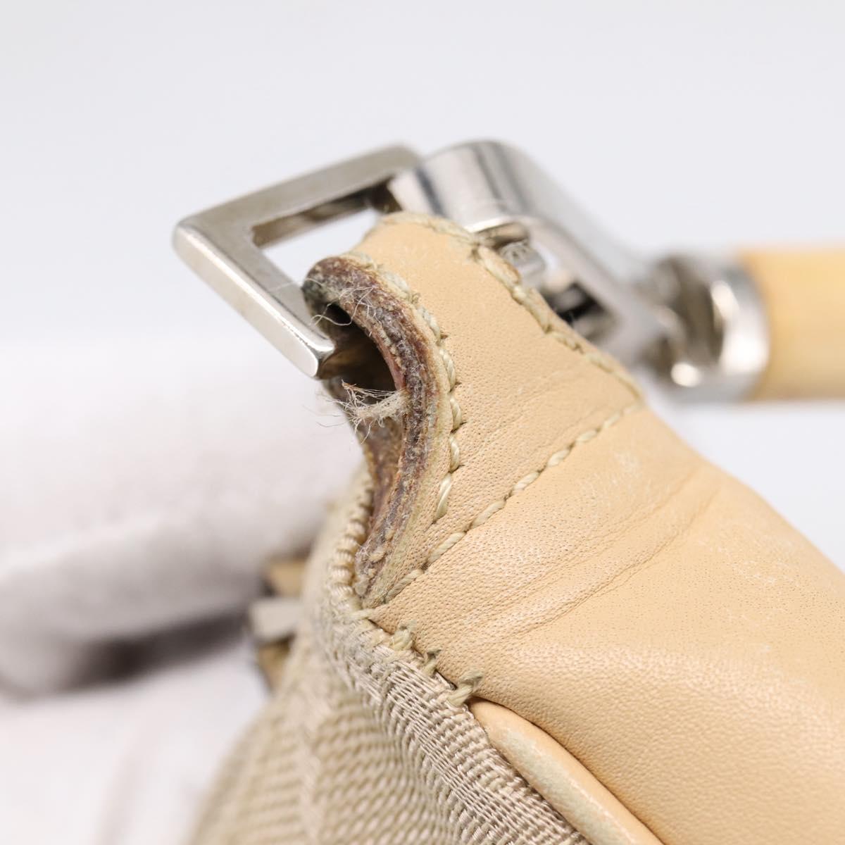 GUCCI GG Canvas Bamboo Hand Bag Beige Silver 001 3870 Auth mr2927A