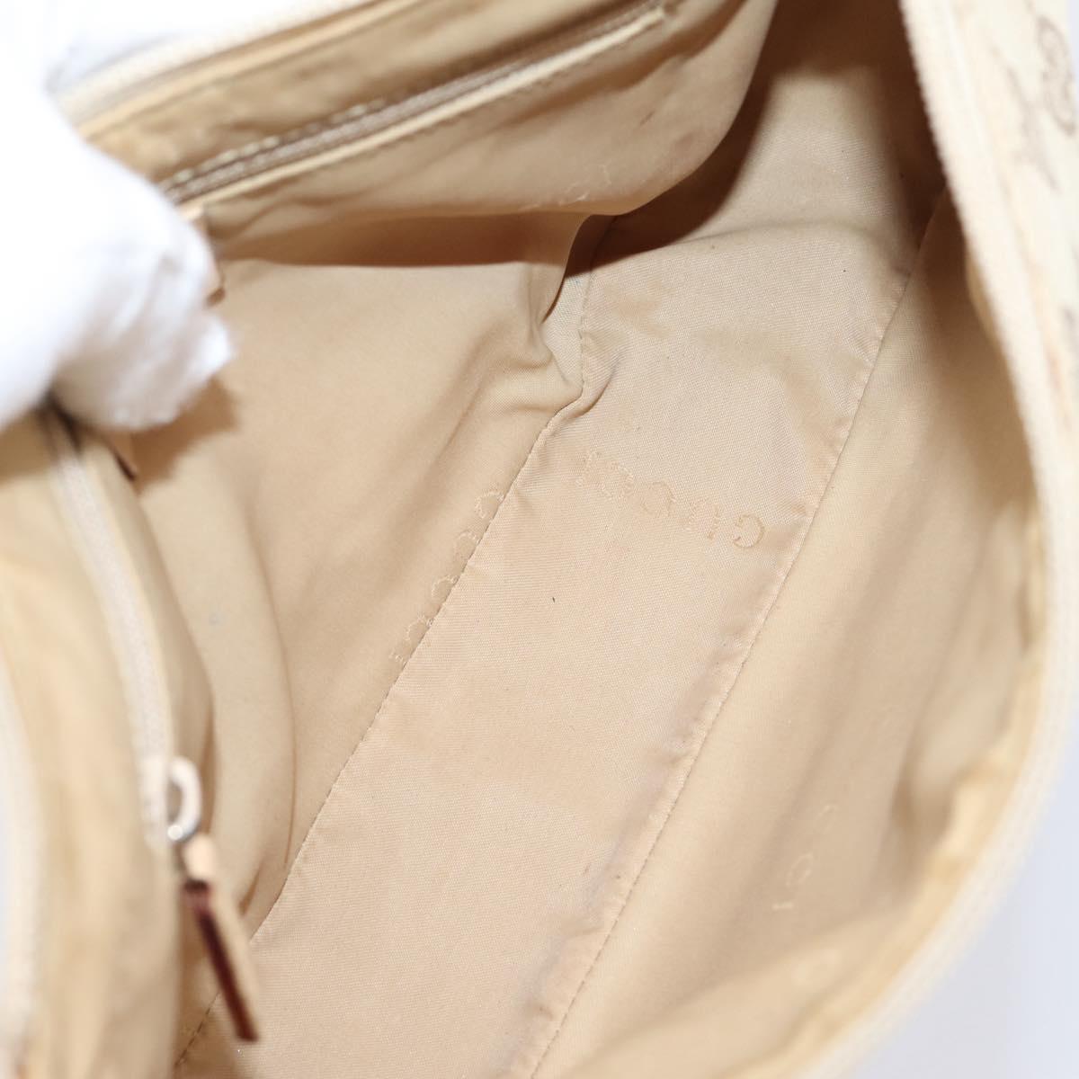 GUCCI GG Canvas Bamboo Hand Bag Beige Silver 001 3870 Auth mr2927A