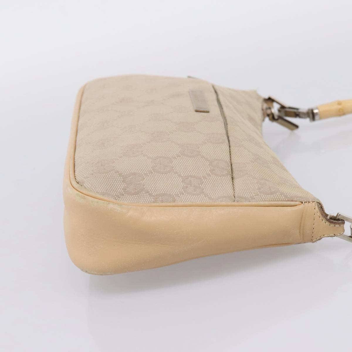 GUCCI GG Canvas Bamboo Hand Bag Beige Silver 001 3870 Auth mr2927A