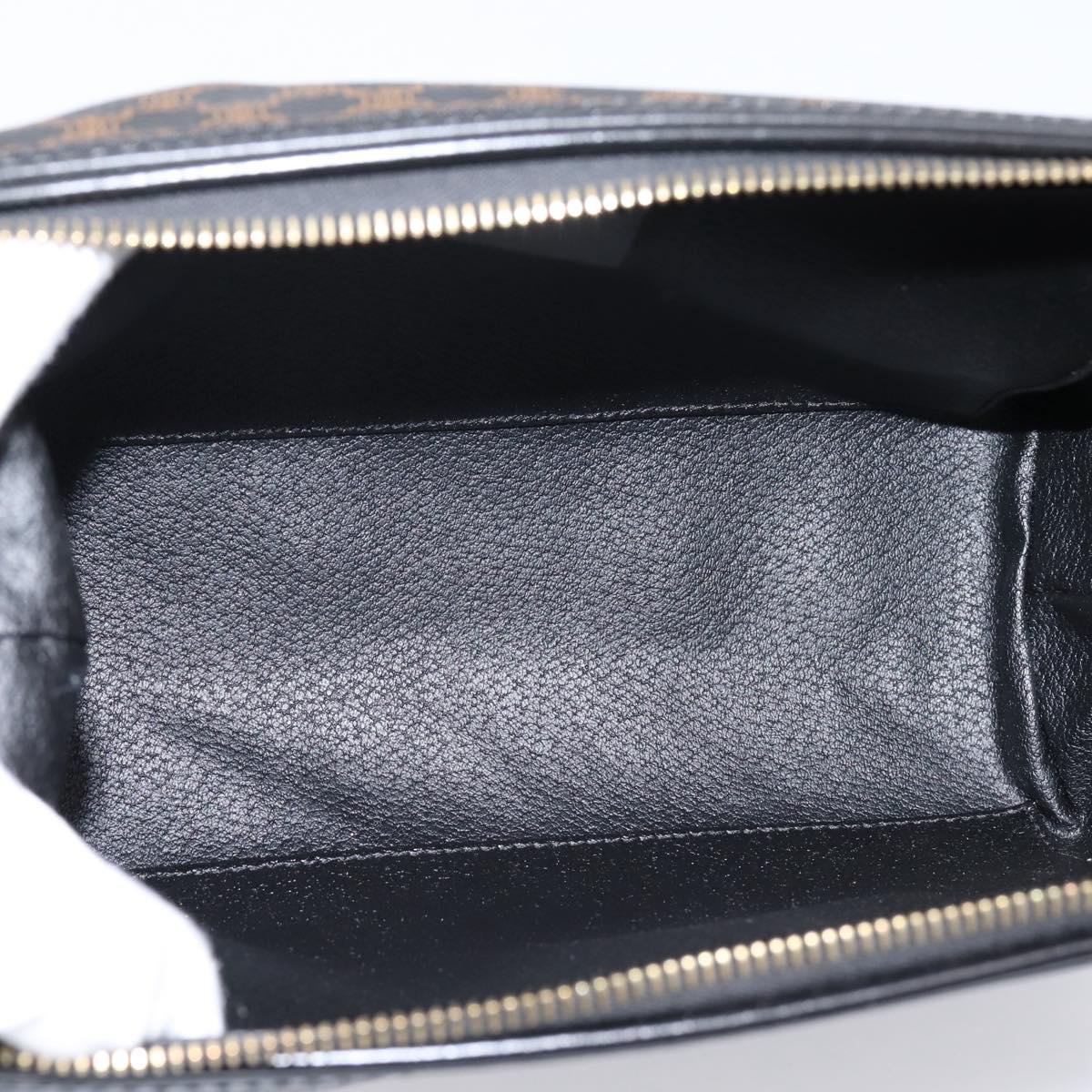 CELINE Macadam Canvas Clutch Bag PVC Black Gold Tone Auth mr2928A
