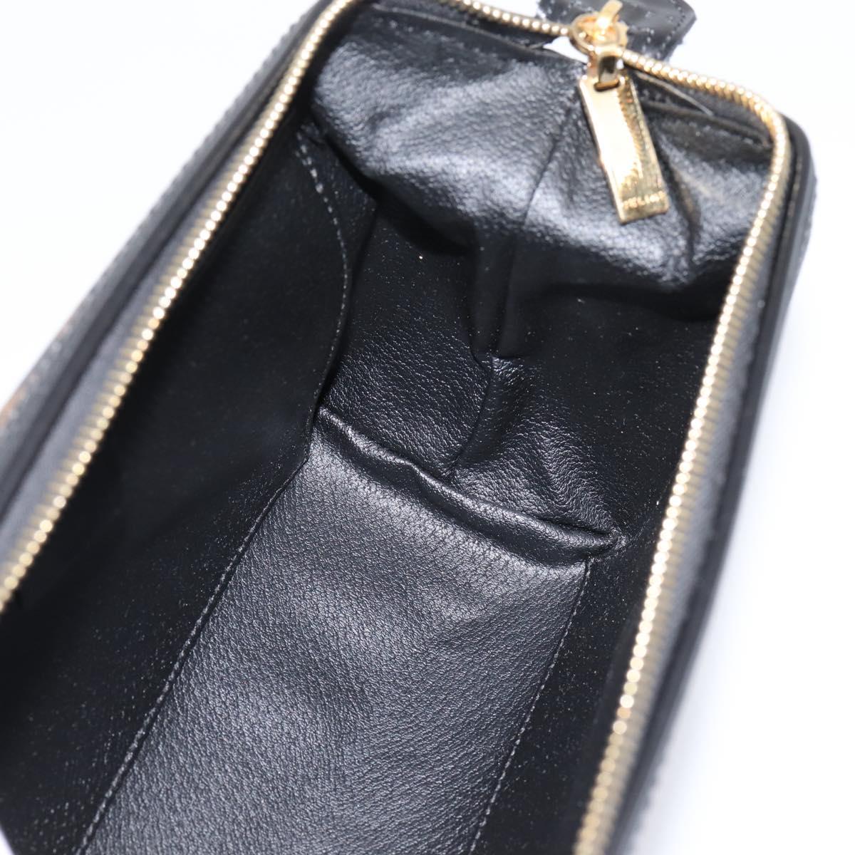 CELINE Macadam Canvas Clutch Bag PVC Black Gold Tone Auth mr2928A