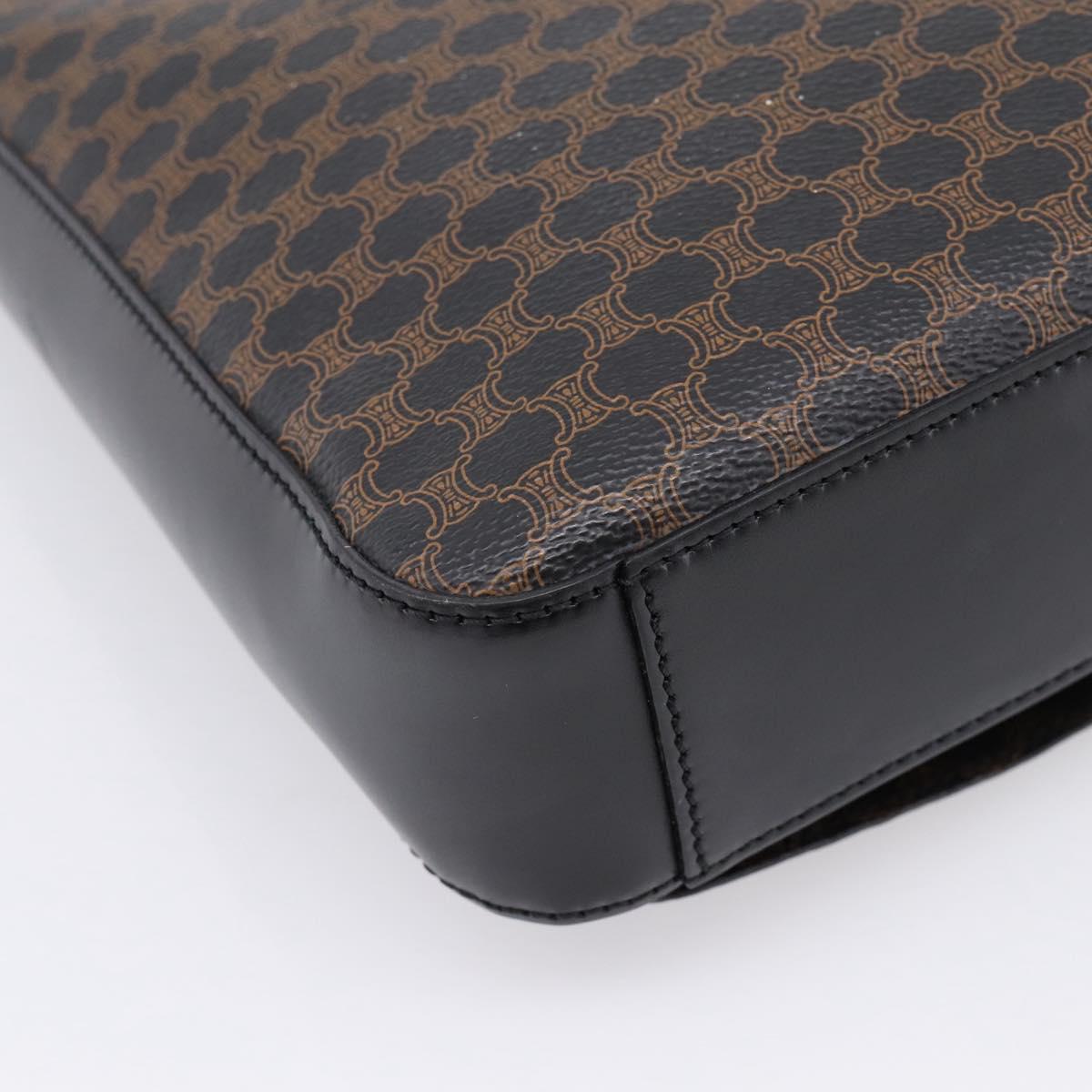 CELINE Macadam Canvas Shoulder Bag PVC Black Gold Tone Auth mr2929A