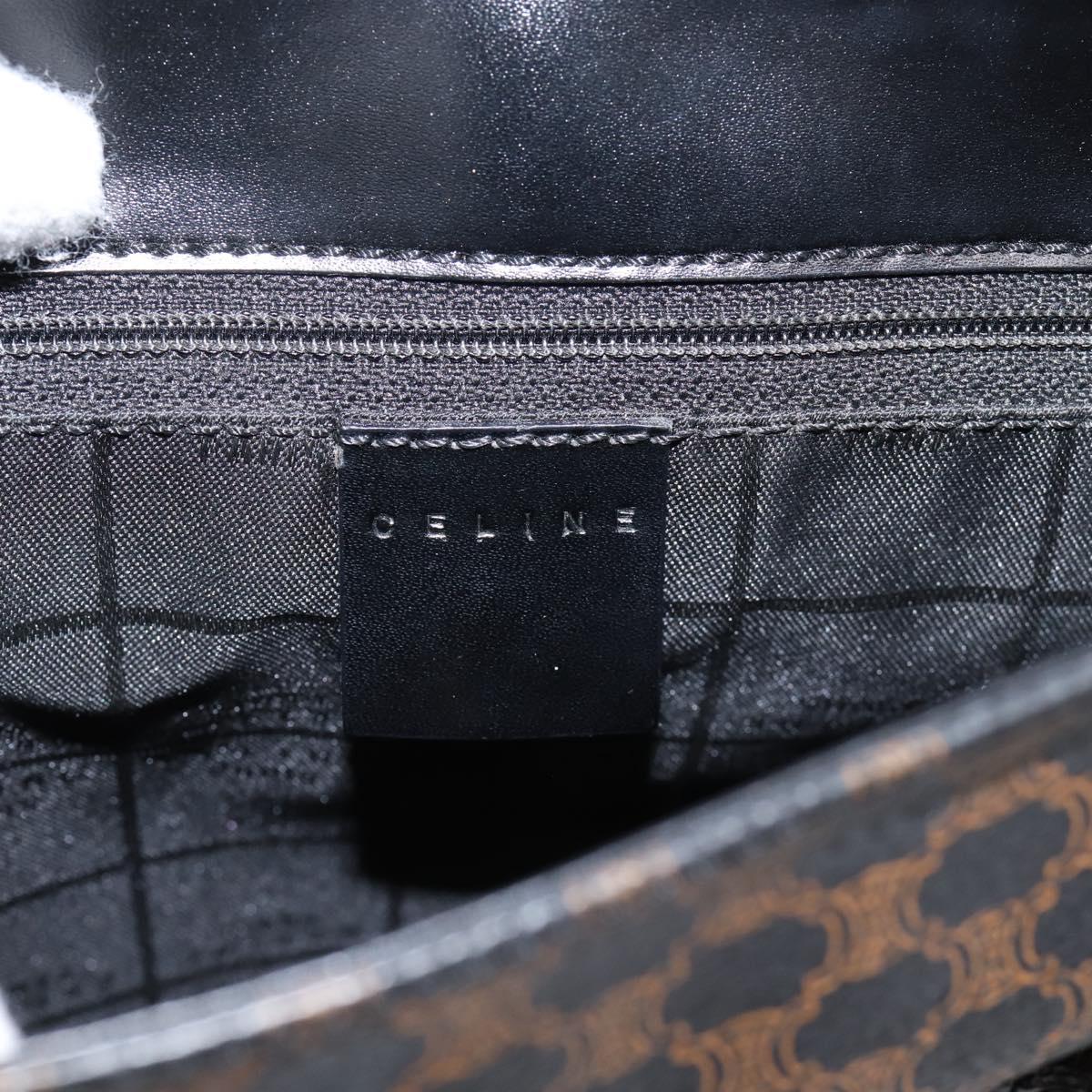 CELINE Macadam Canvas Shoulder Bag PVC Black Gold Tone Auth mr2929A