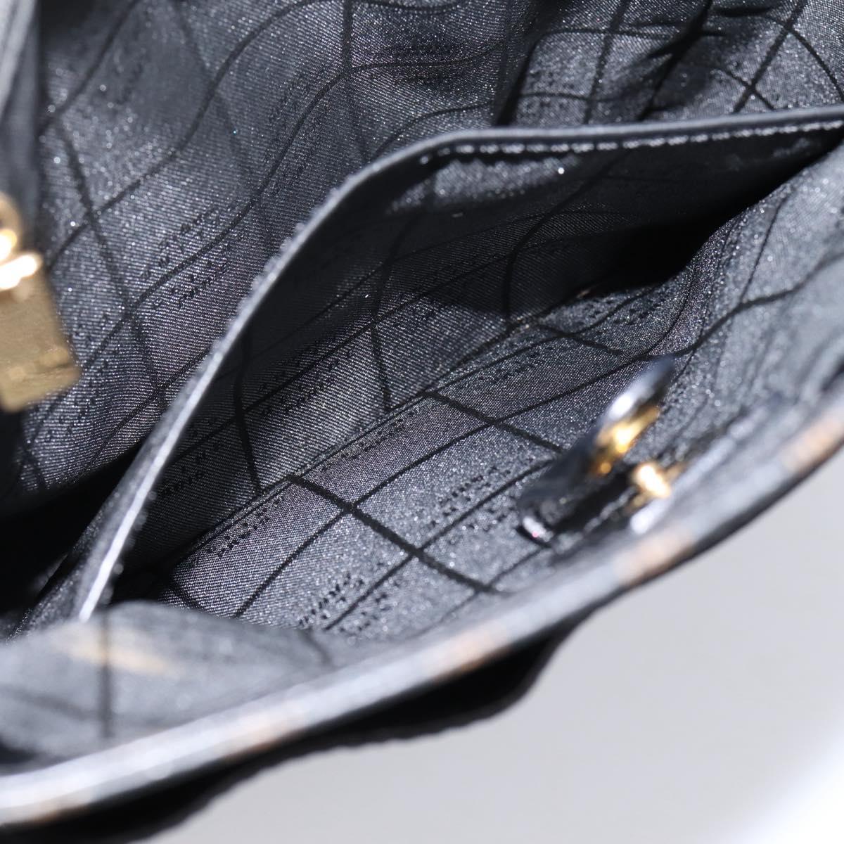 CELINE Macadam Canvas Shoulder Bag PVC Black Gold Tone Auth mr2929A