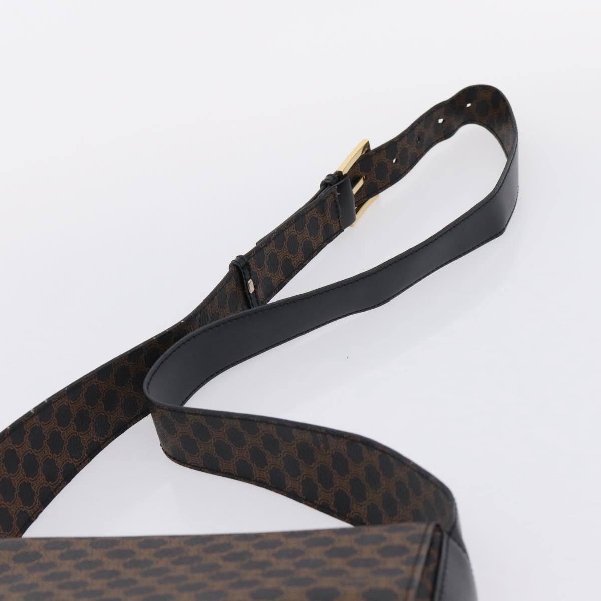 CELINE Macadam Canvas Shoulder Bag PVC Black Gold Tone Auth mr2929A