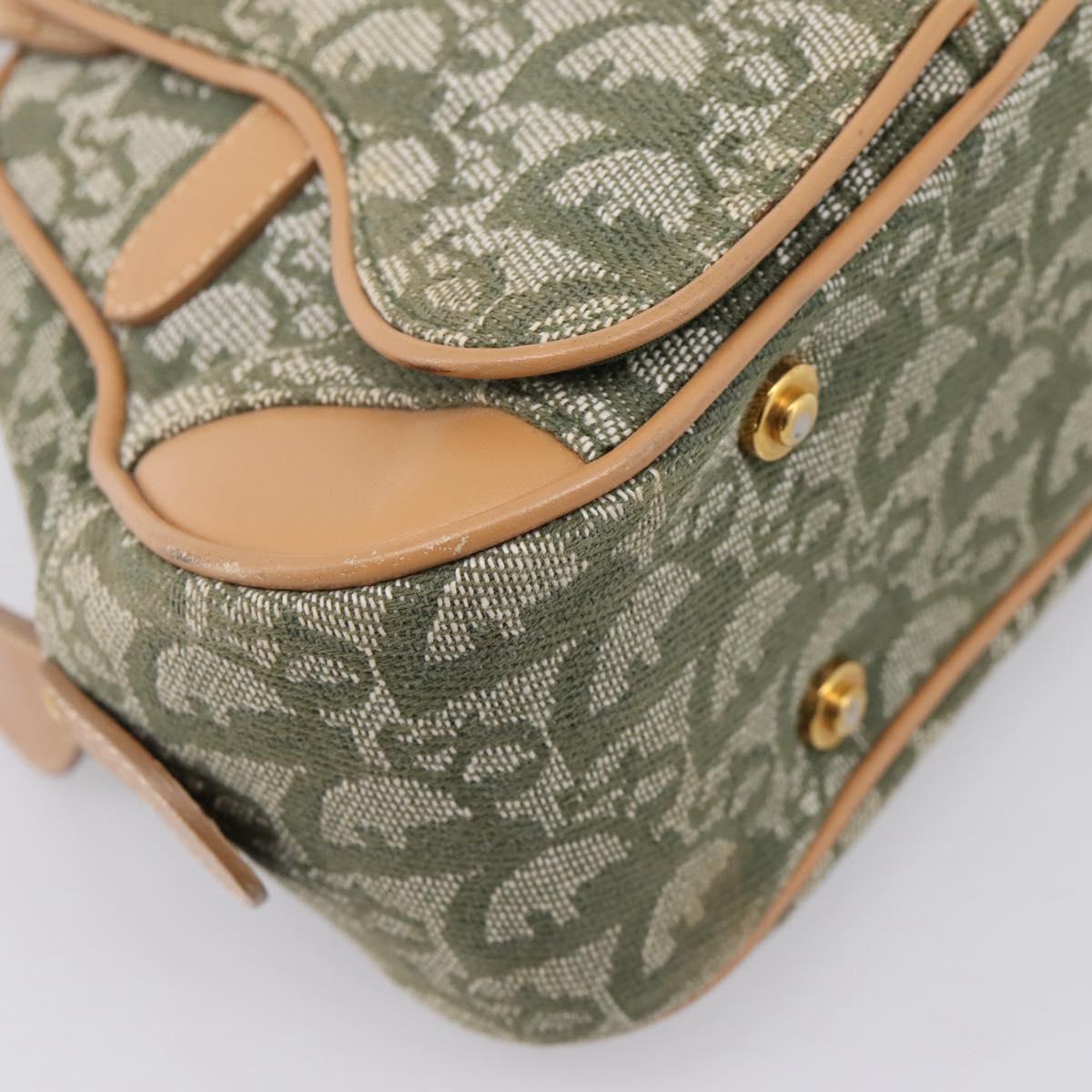 Christian Dior Trotter Canvas Double Saddle Bag Khaki Gold Tone Auth mr2931