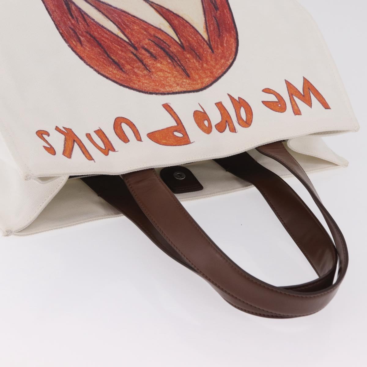 Stella McCartney Nara Yoshitomo Tote Bag Canvas White Brown Auth mr2934V