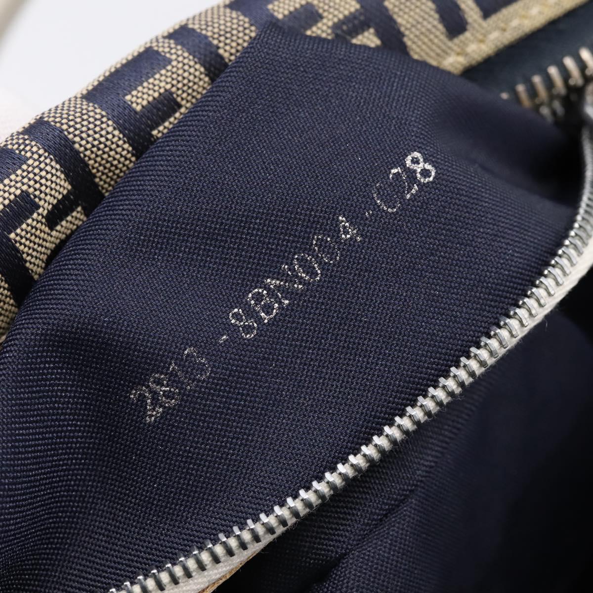 FENDI Zucchino Canvas Hand Bag Navy Silver 8BN004 Auth mr2935