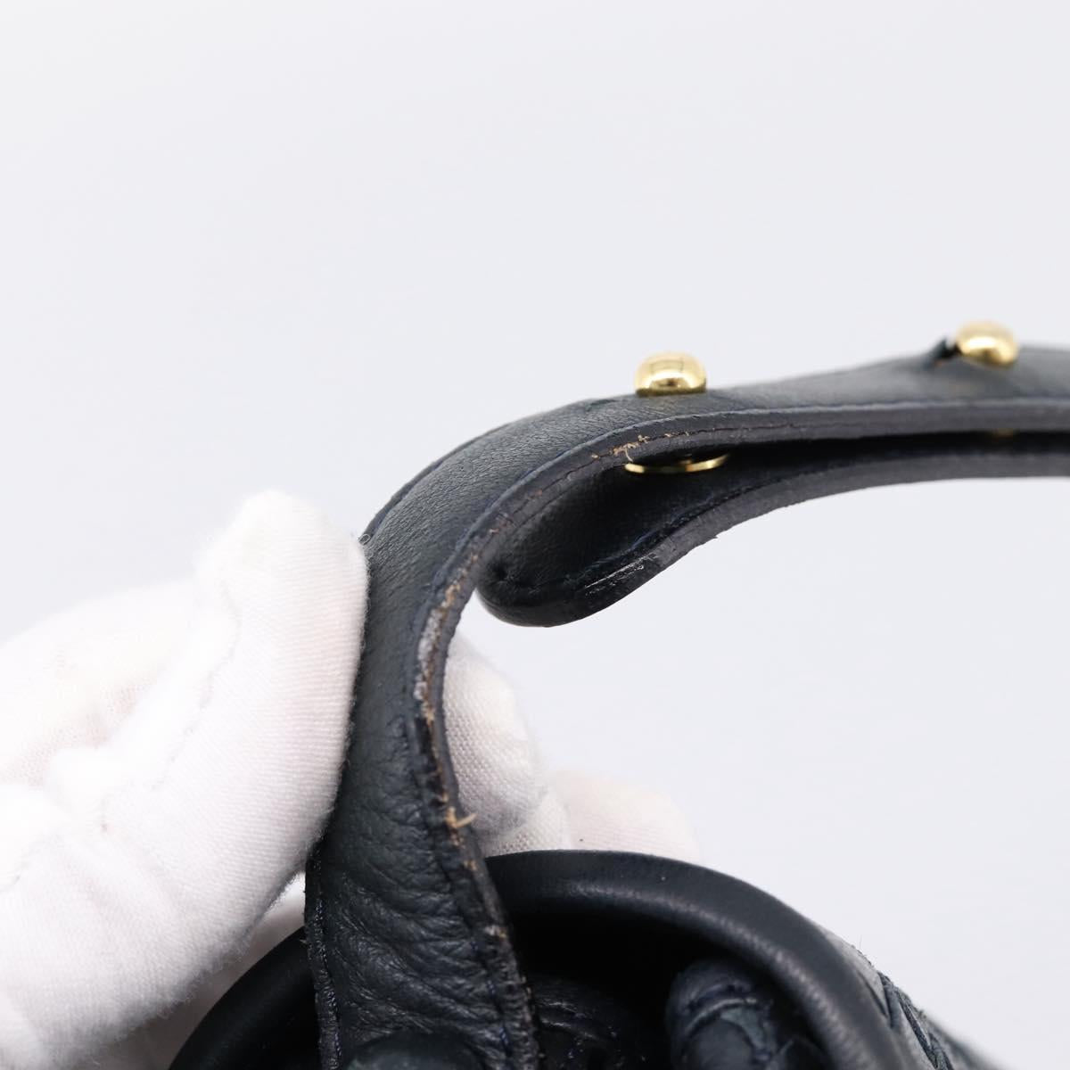Bottega Veneta INTRECCIATO Shoulder Bag Leather Black Gold Tone Auth mr2936