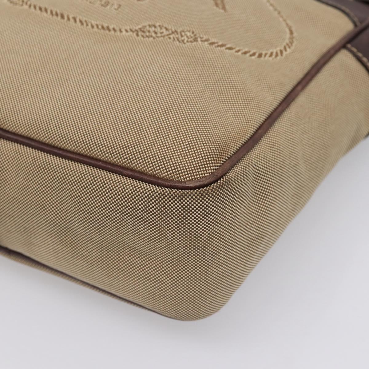 PRADA Shoulder Bag Canvas Brown Silver Auth mr2938