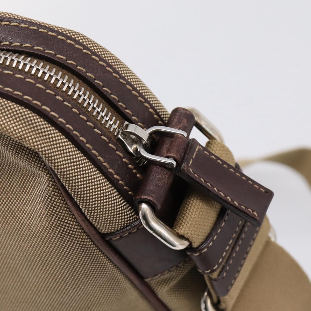 PRADA Shoulder Bag Canvas Brown Silver Auth mr2938