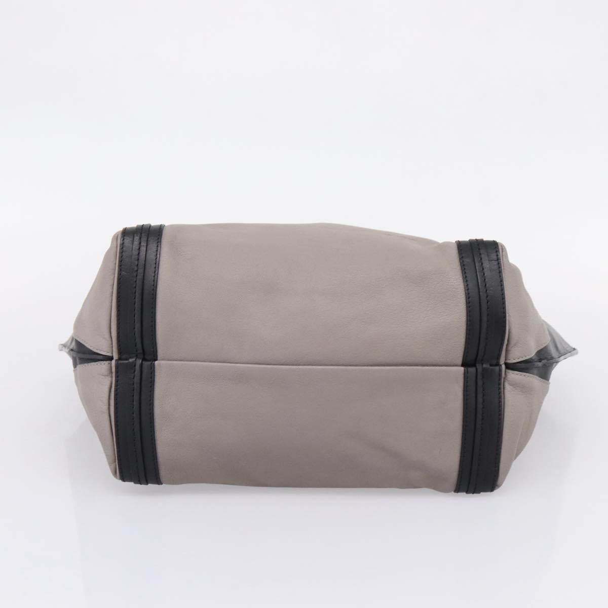 Chloe Hand Bag Leather Gray Gold Tone Auth mr2941