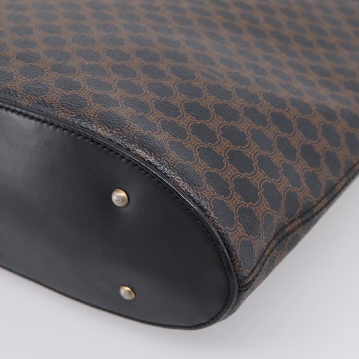CELINE Macadam Canvas Hand Bag PVC Black Gold Tone Auth mr2944