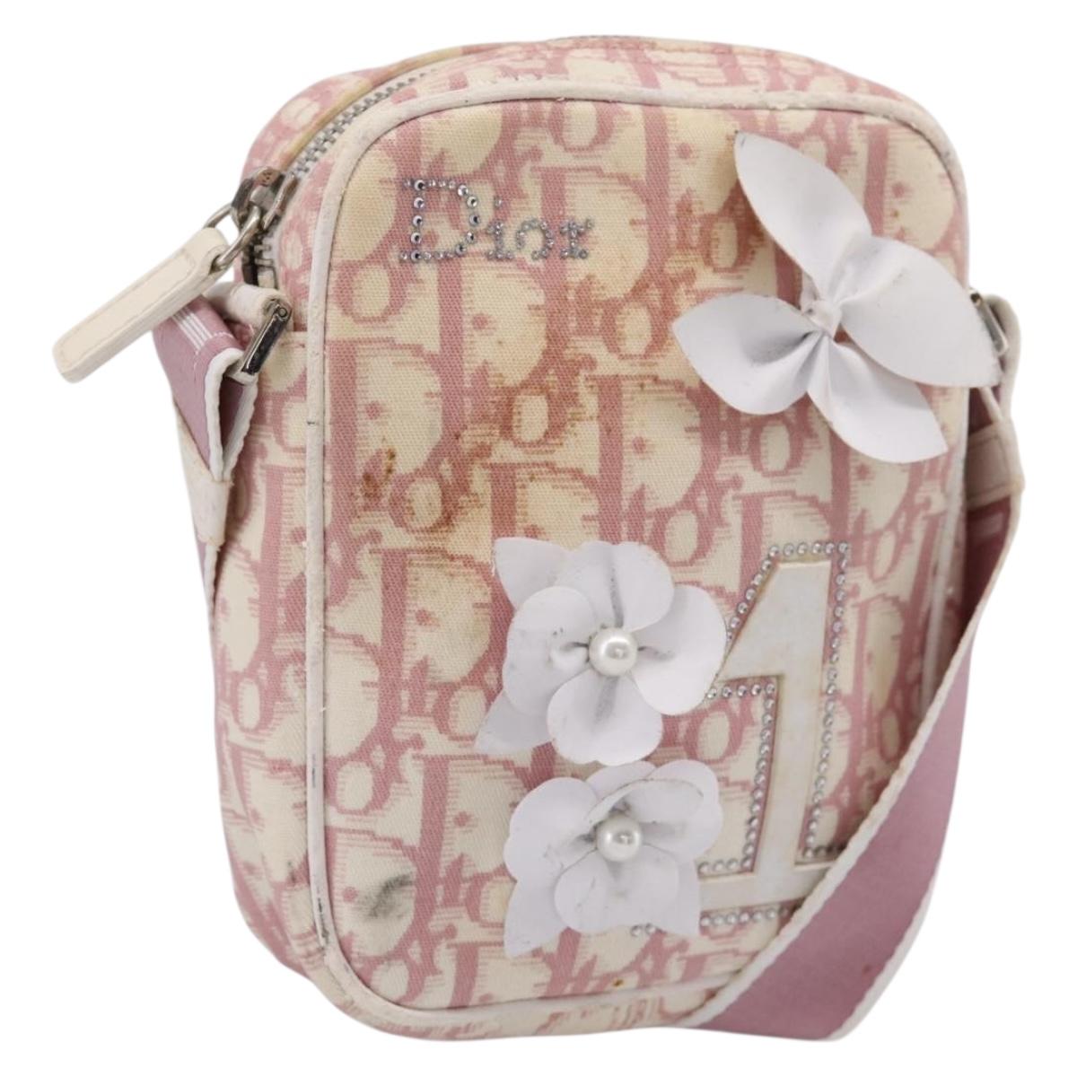 Christian Dior Trotter Shoulder Bag PVC Pink Silver Auth mr2945