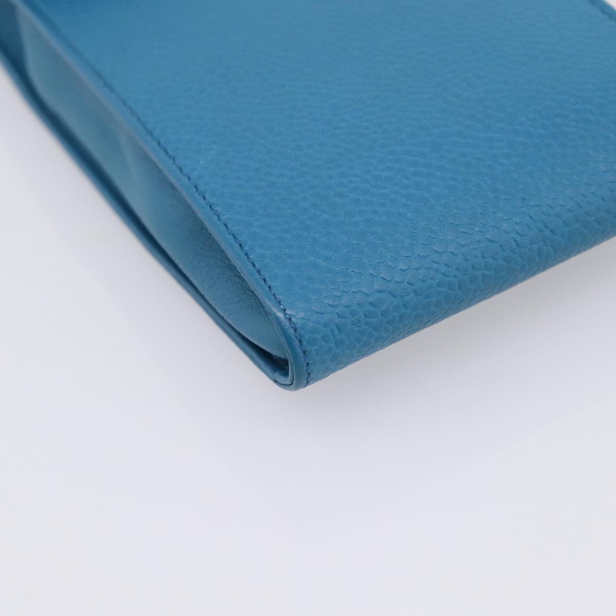 CHANEL Chain Shoulder Bag Caviar Skin Blue Gold Tone CC Auth mr2946V