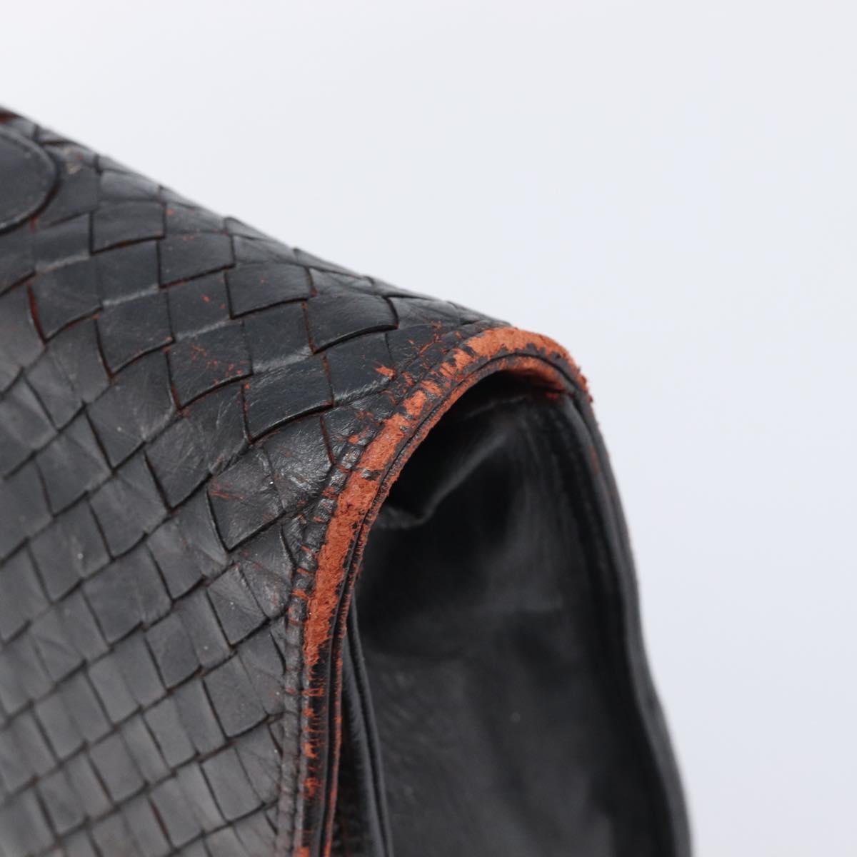 Bottega Veneta INTRECCIATO Business Clutch Bag Leather 2 Set Black Auth mr2949