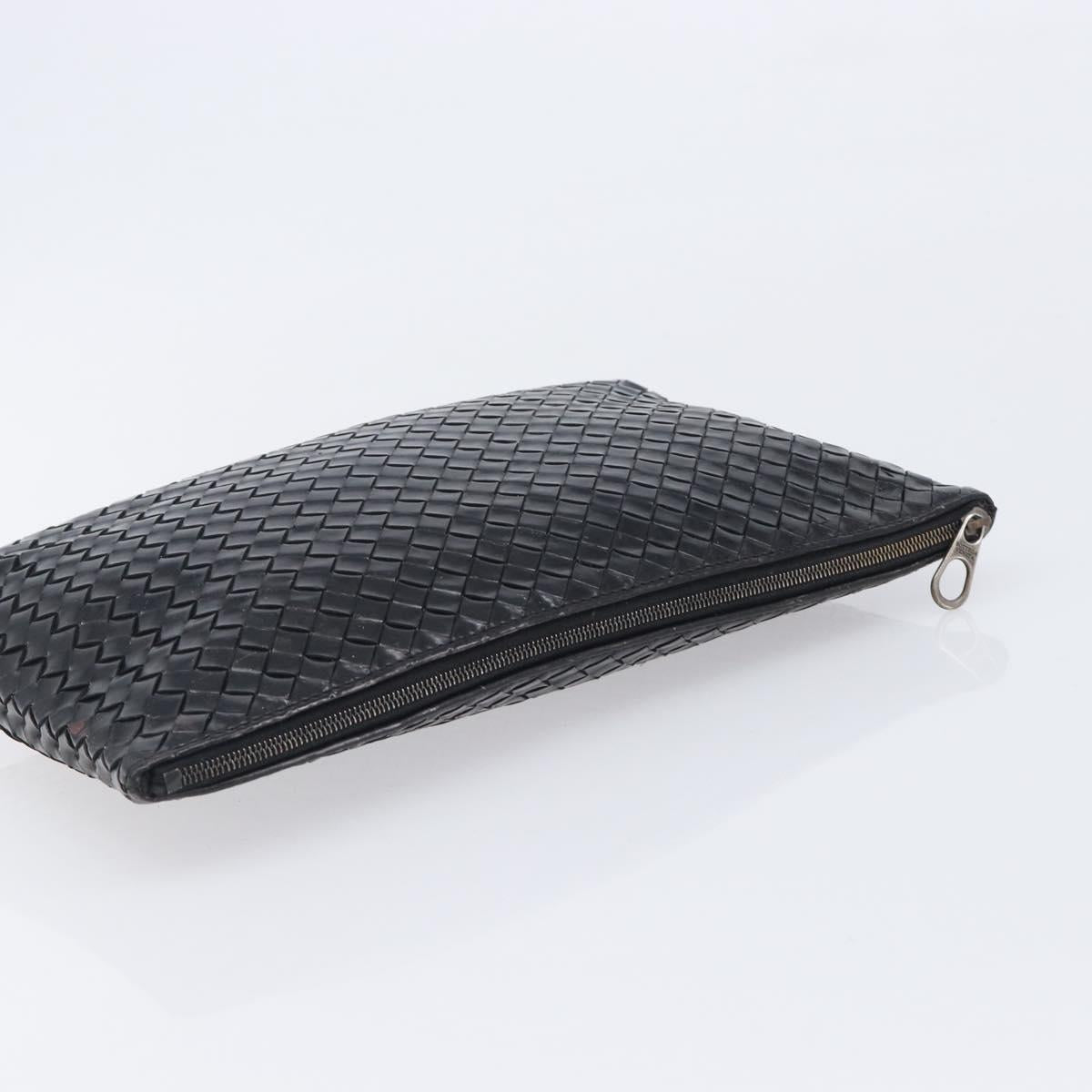 Bottega Veneta INTRECCIATO Business Clutch Bag Leather 2 Set Black Auth mr2949
