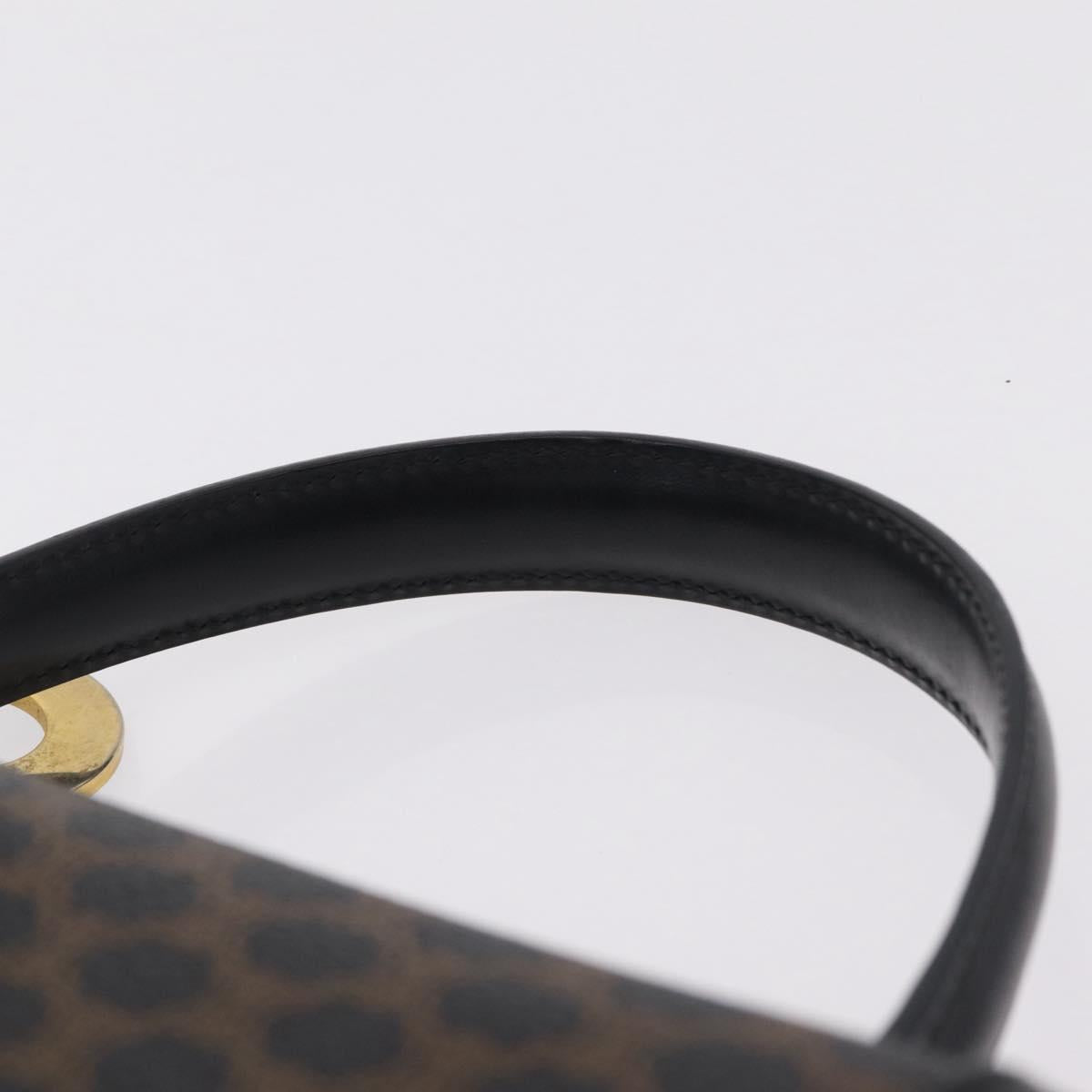 CELINE Macadam Canvas Hand Bag PVC Black Gold Tone Auth mr2952A
