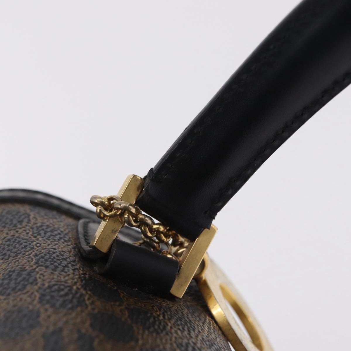 CELINE Macadam Canvas Hand Bag PVC Black Gold Tone Auth mr2952A