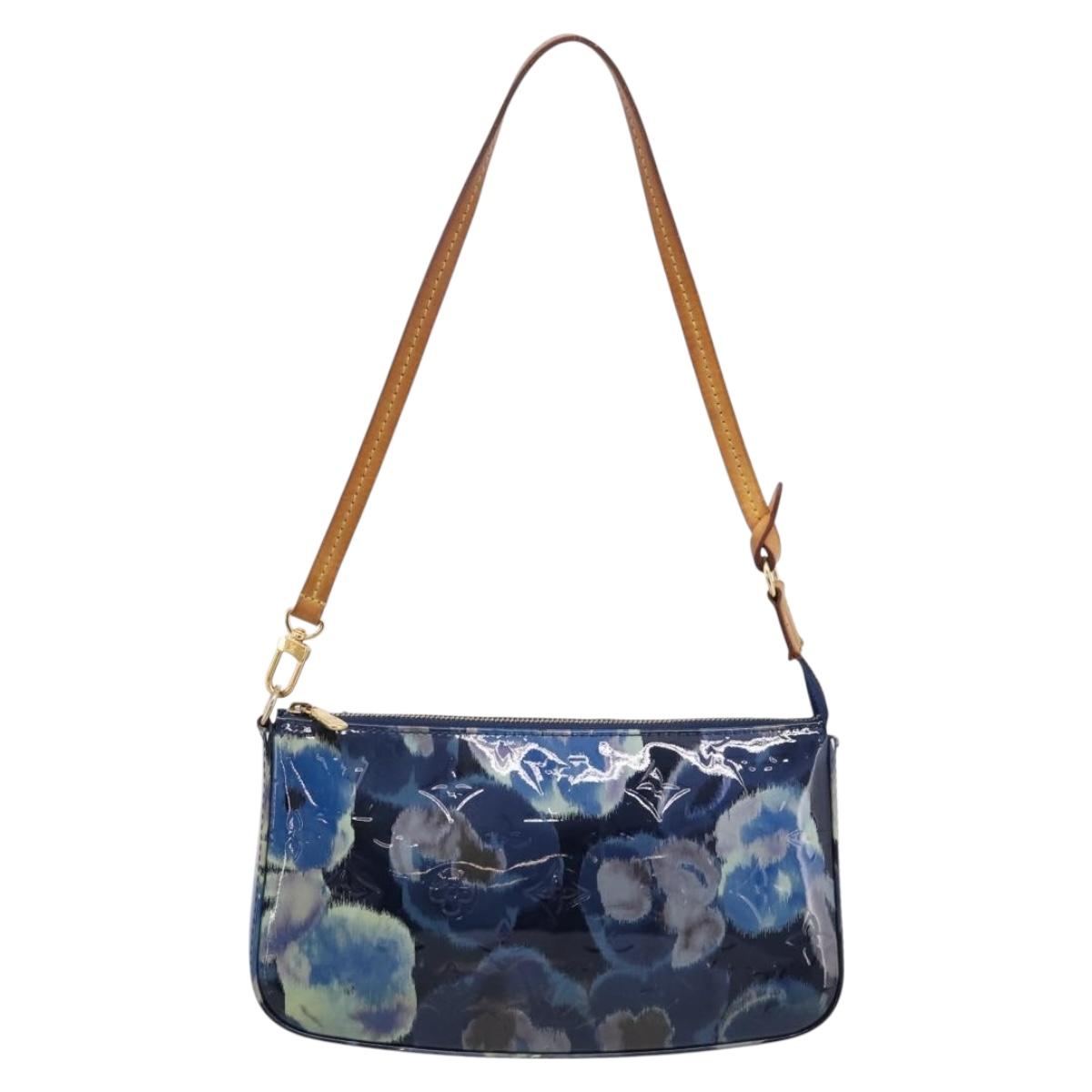 LOUIS VUITTON Vernis Ikat Flower Pochette Accessoires Blue M90041 Auth mr2953A