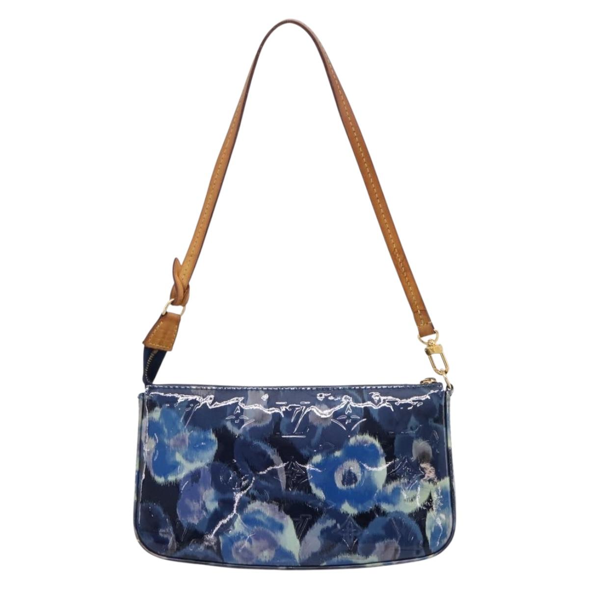 LOUIS VUITTON Vernis Ikat Flower Pochette Accessoires Blue M90041 Auth mr2953A