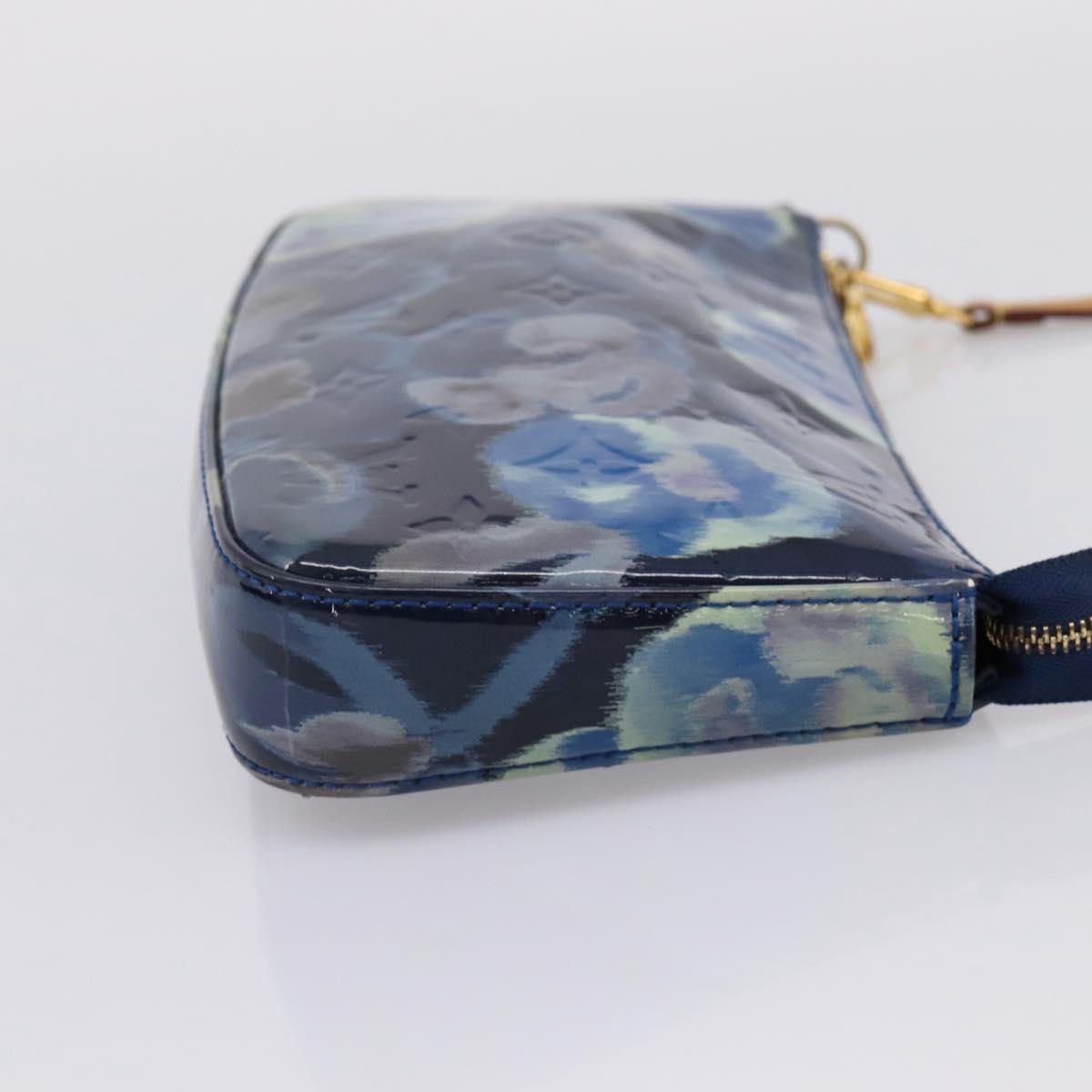 LOUIS VUITTON Vernis Ikat Flower Pochette Accessoires Blue M90041 Auth mr2953A