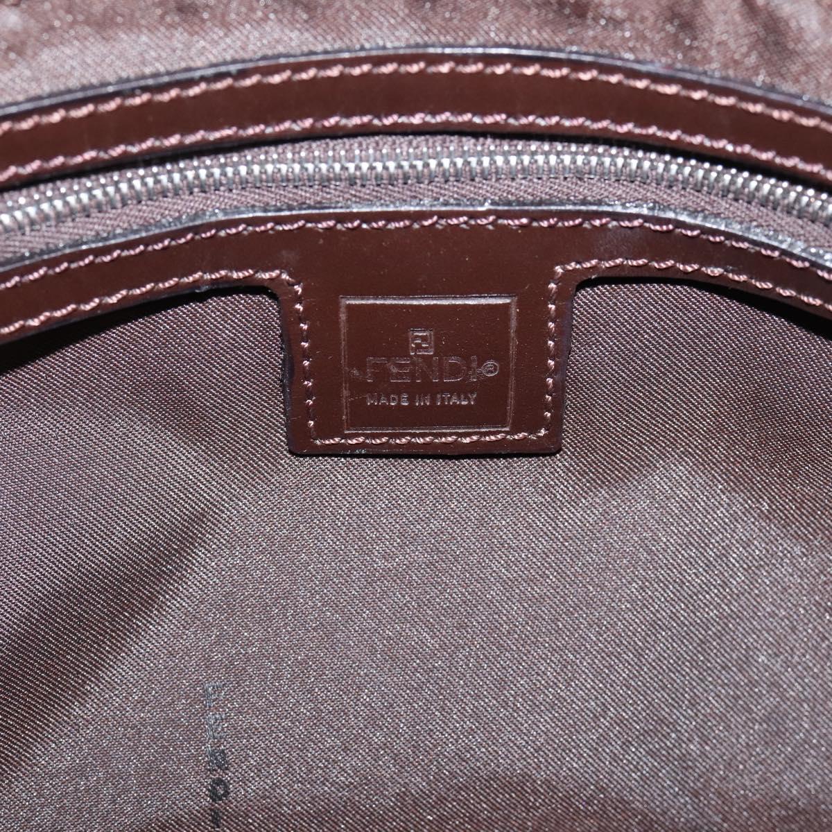 FENDI Zucca Canvas Mamma Baguette Shoulder Bag Brown Silver Auth mr2954V