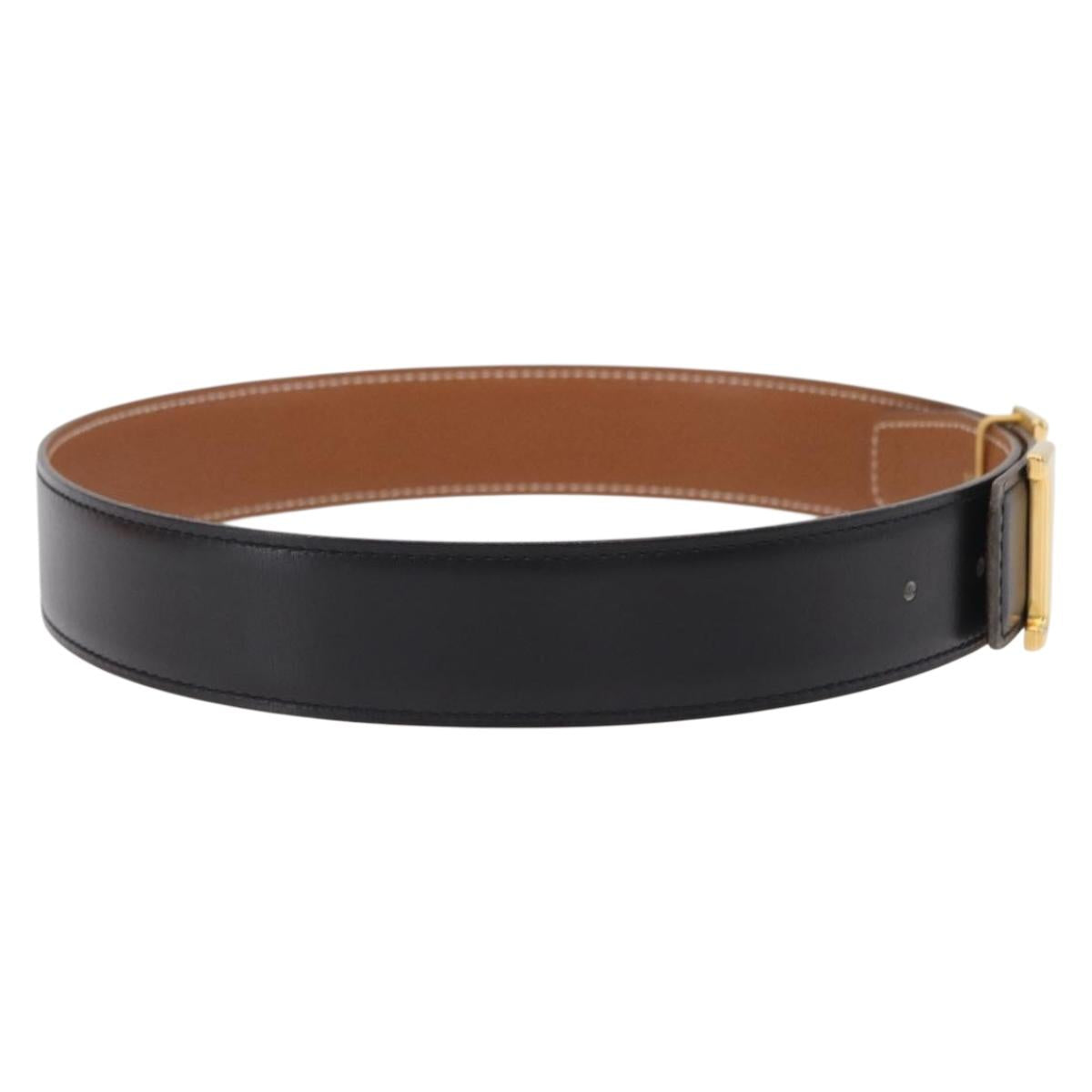 HERMES Belt Leather Black Brown Auth mr2956V