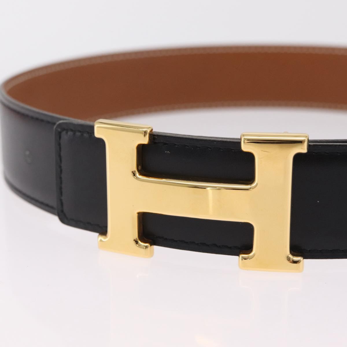 HERMES Belt Leather Black Brown Auth mr2956V