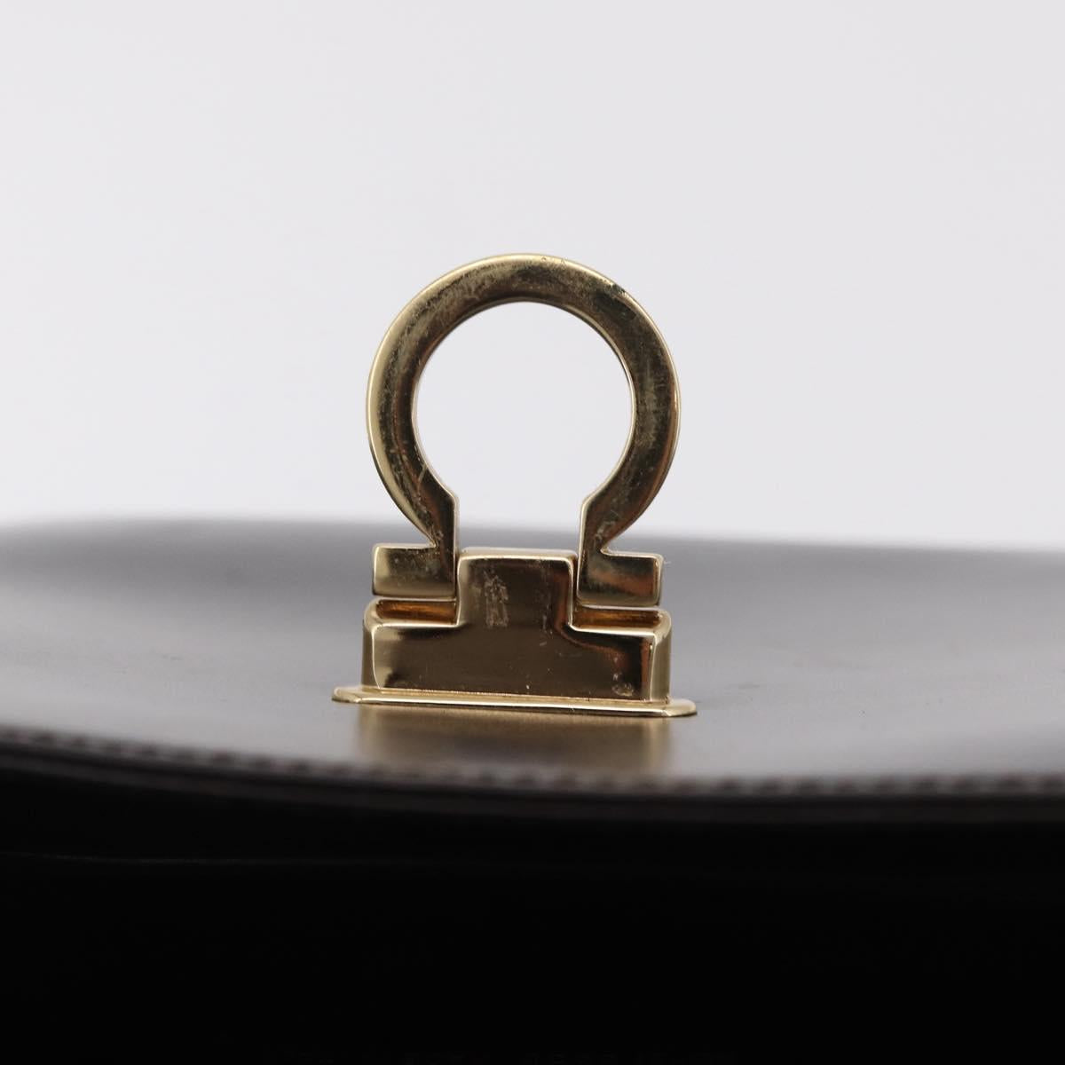 Salvatore Ferragamo Hand Bag Leather Brown Gold Tone Auth mr2958A