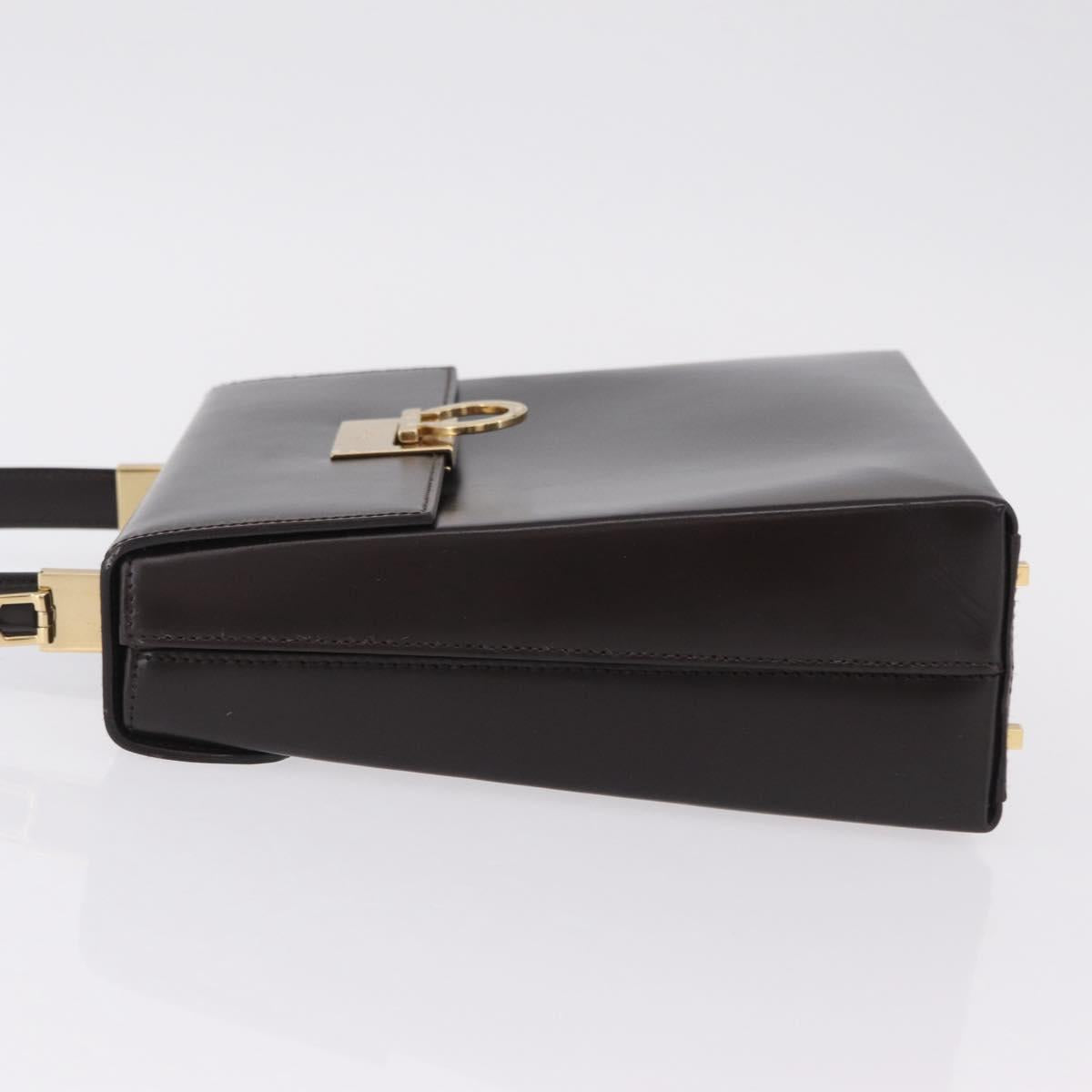 Salvatore Ferragamo Hand Bag Leather Brown Gold Tone Auth mr2958A