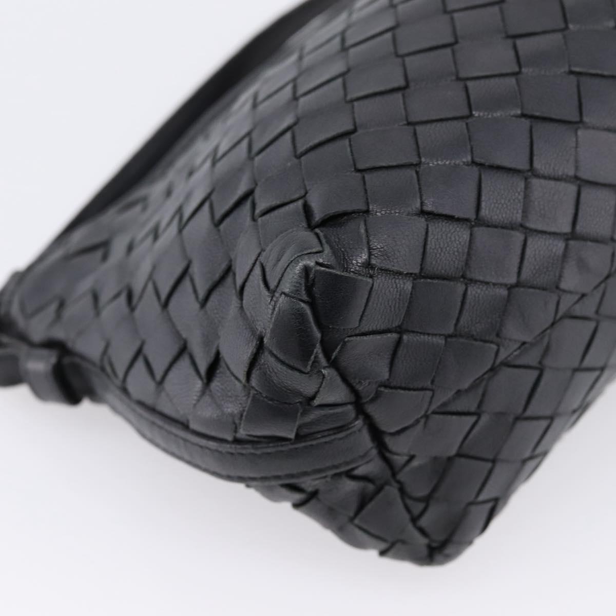 Bottega Veneta INTRECCIATO Accessory Pouch Leather Black Gold 196543 Auth mr2959