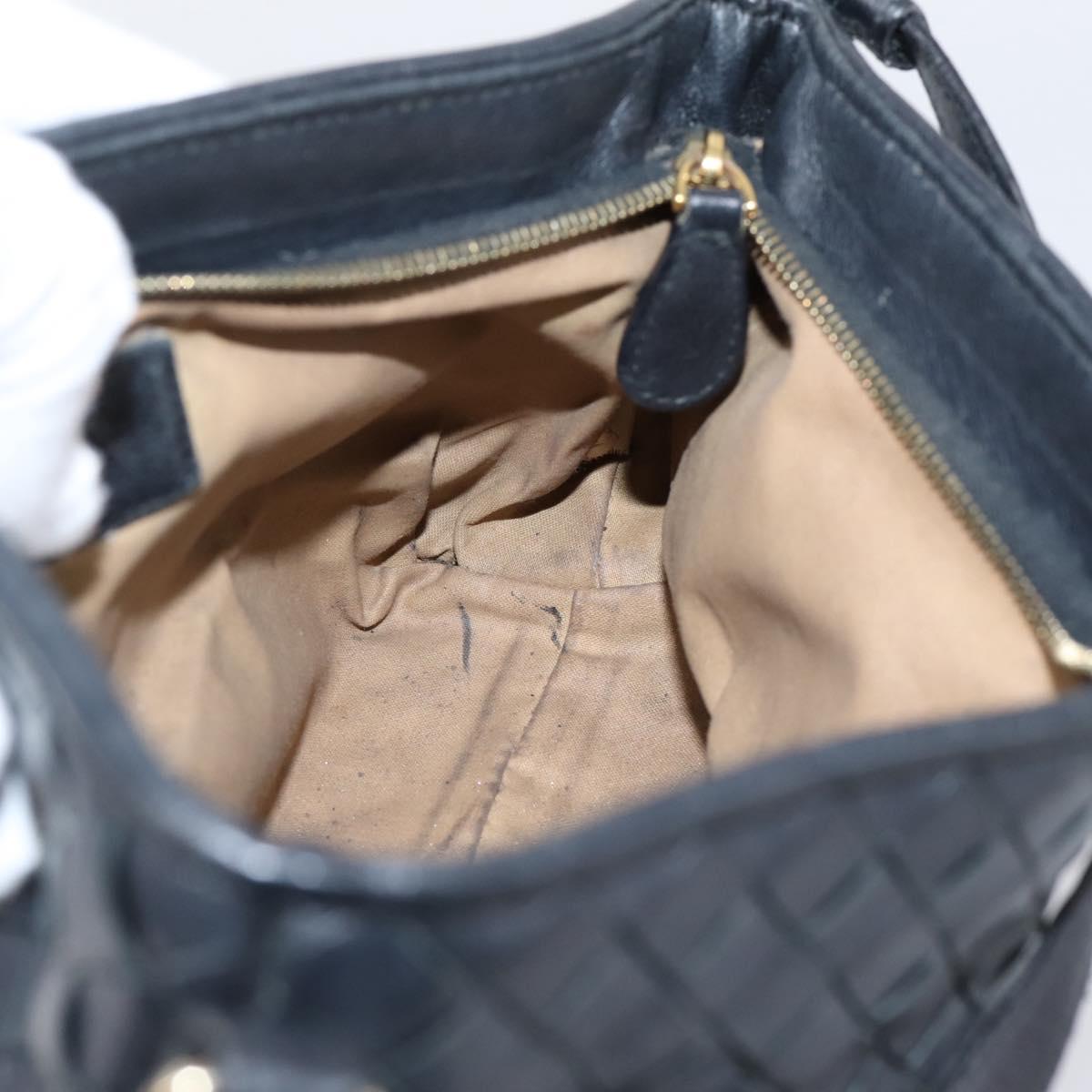 Bottega Veneta INTRECCIATO Accessory Pouch Leather Black Gold 196543 Auth mr2959