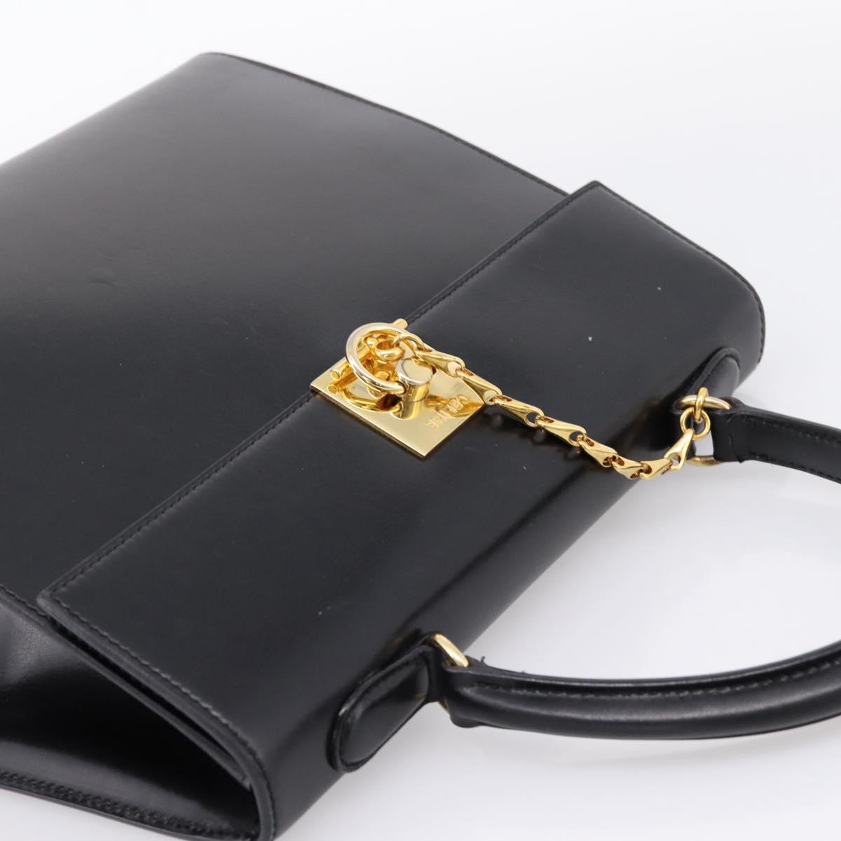 CELINE Hand Bag Leather Black Gold Tone Auth mr2961A